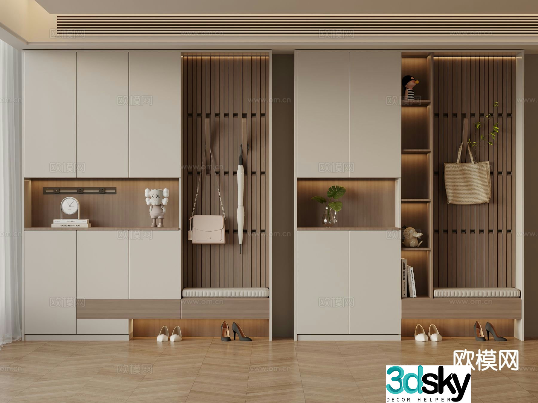 Modern entrance shoe cabinet 3d model