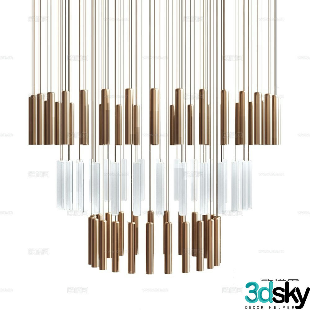 Modern metal chandelier 3d model
