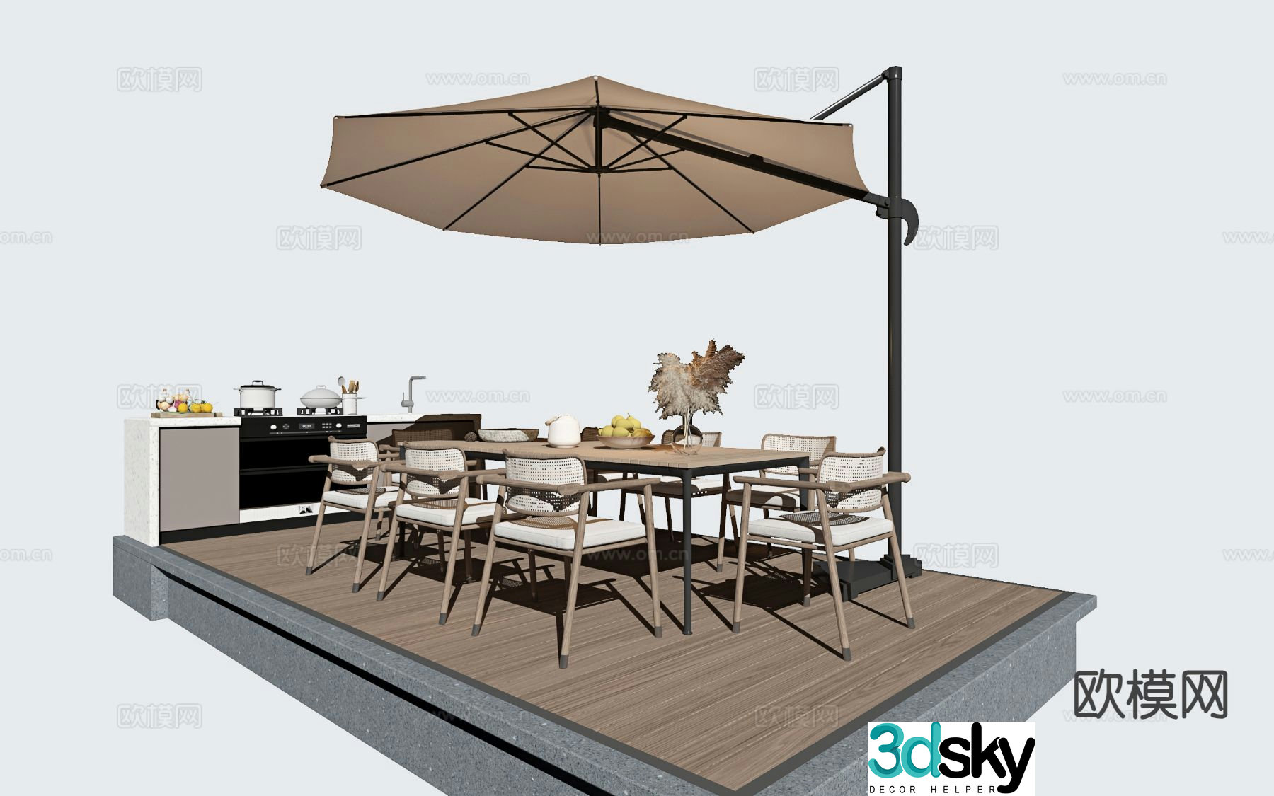 Modern outdoor table and chairs dining table and chairs 3d model