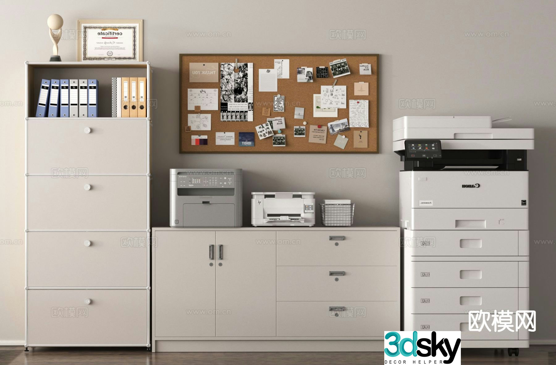 Office supplies printer file cabinet file cabinet information cabinet 3d model