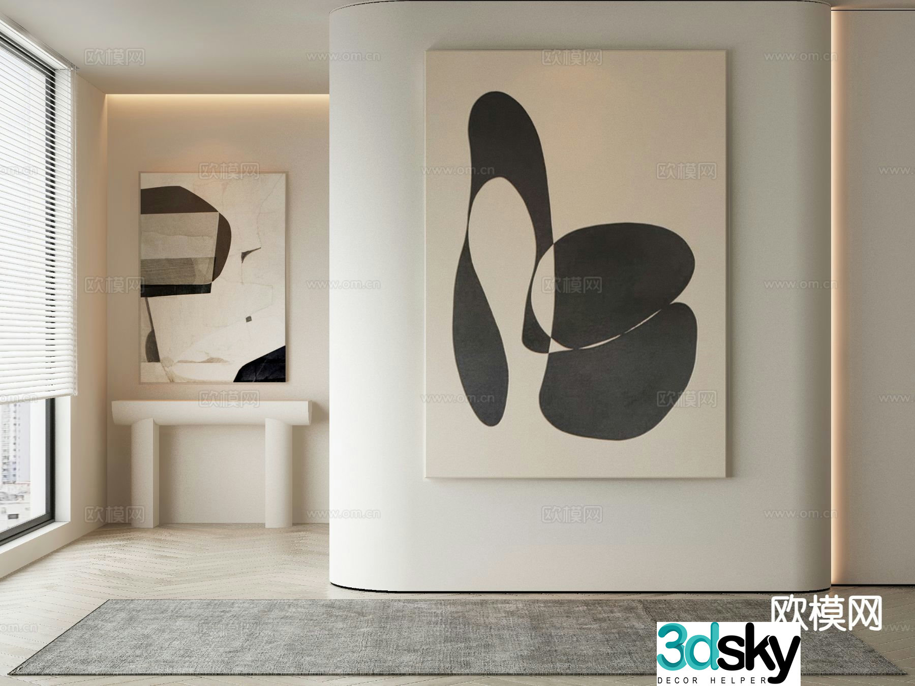 Modern decorative painting abstract painting 3d model