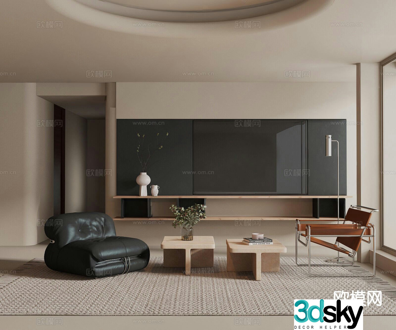 Wabi-sabi living room 3d model