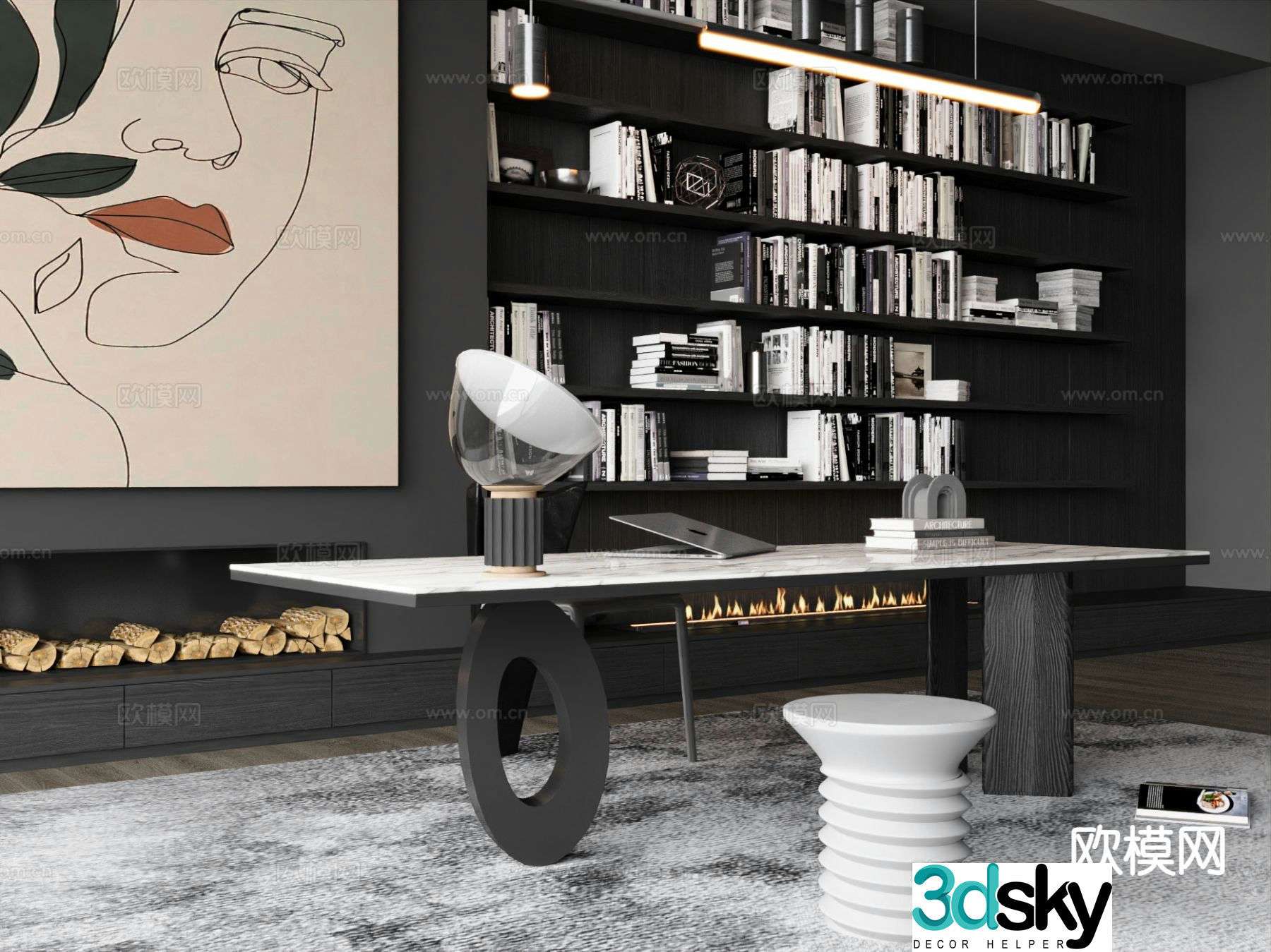 modern desk desk 3d model