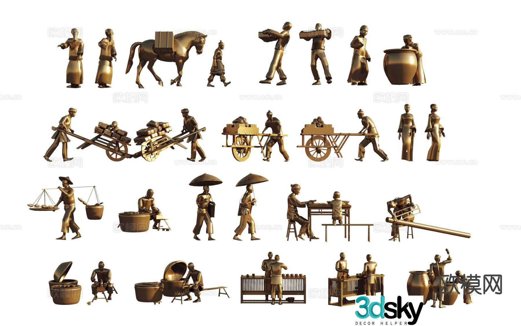 Bronze man sculpture sketch cast bronze sculpture cultural sculpture 3D model