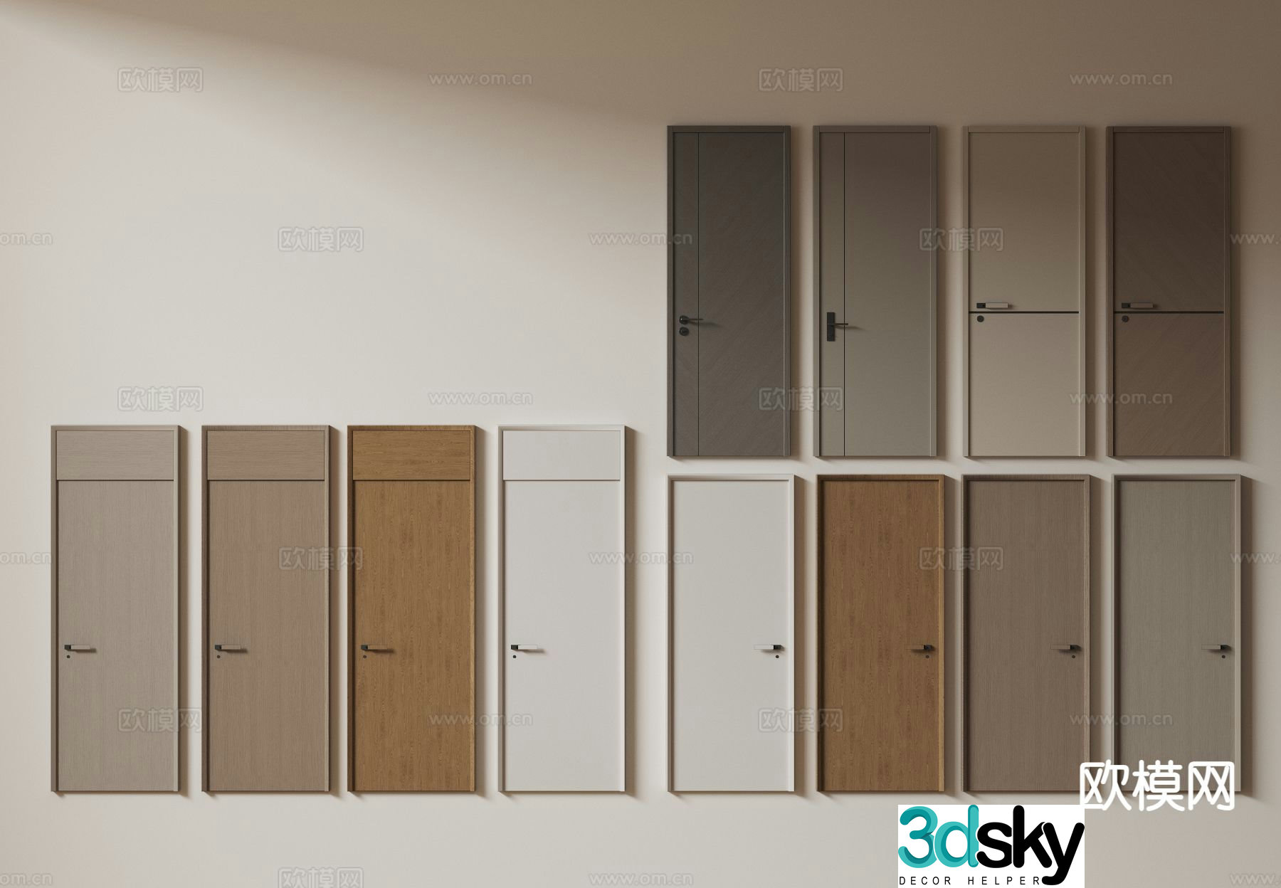 Modern single door room door bedroom door flat door flat door 3d model