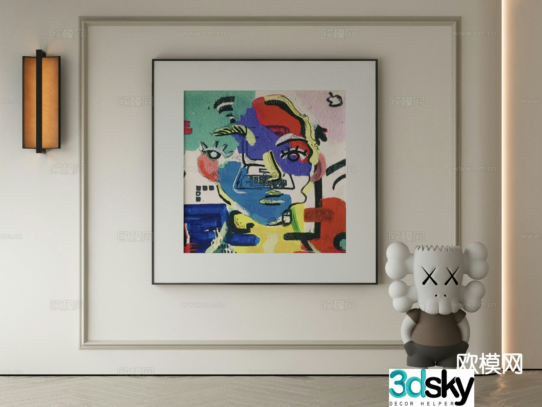 Modern texture painting decorative painting 3d model