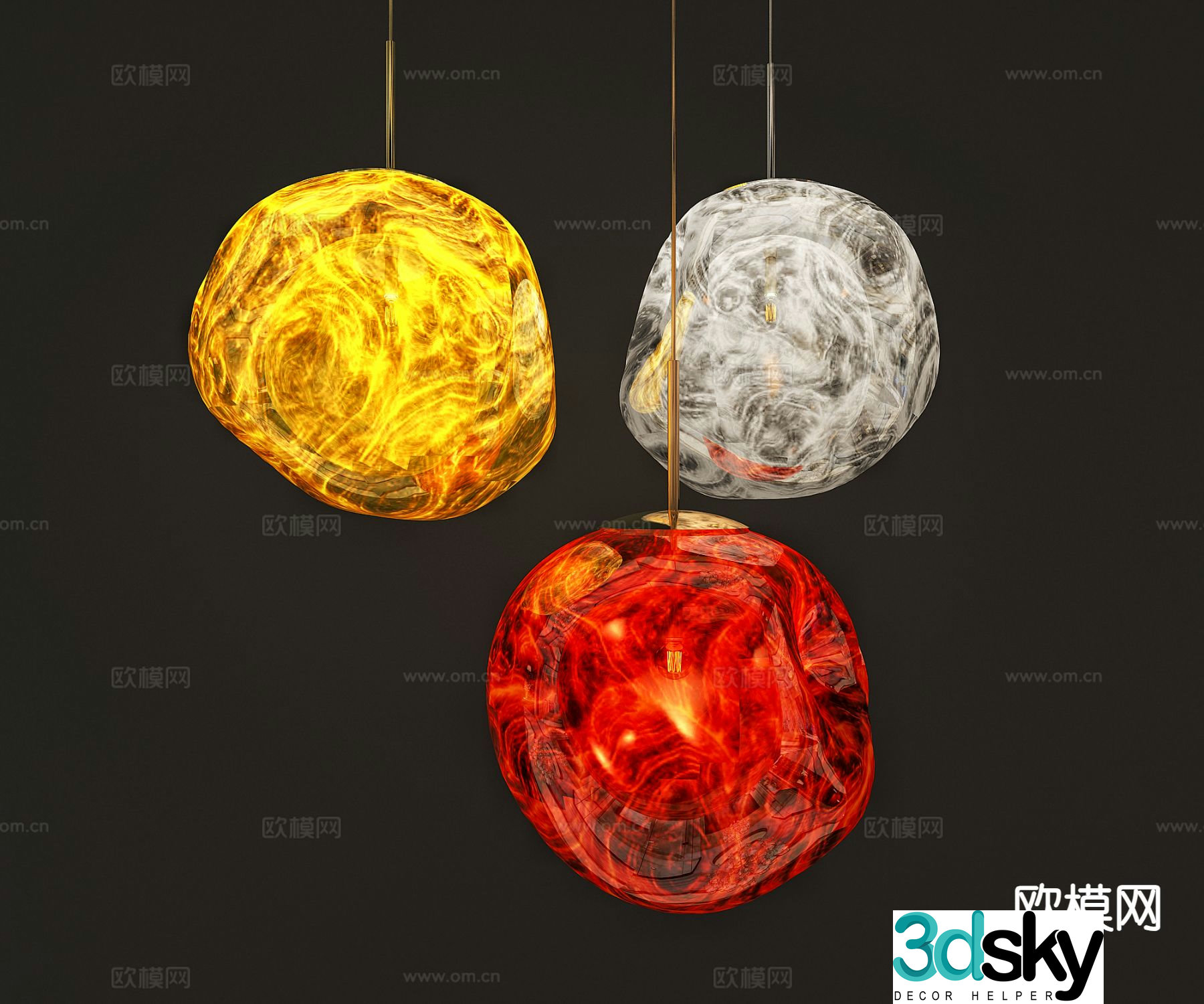 Modern lava chandelier 3d model