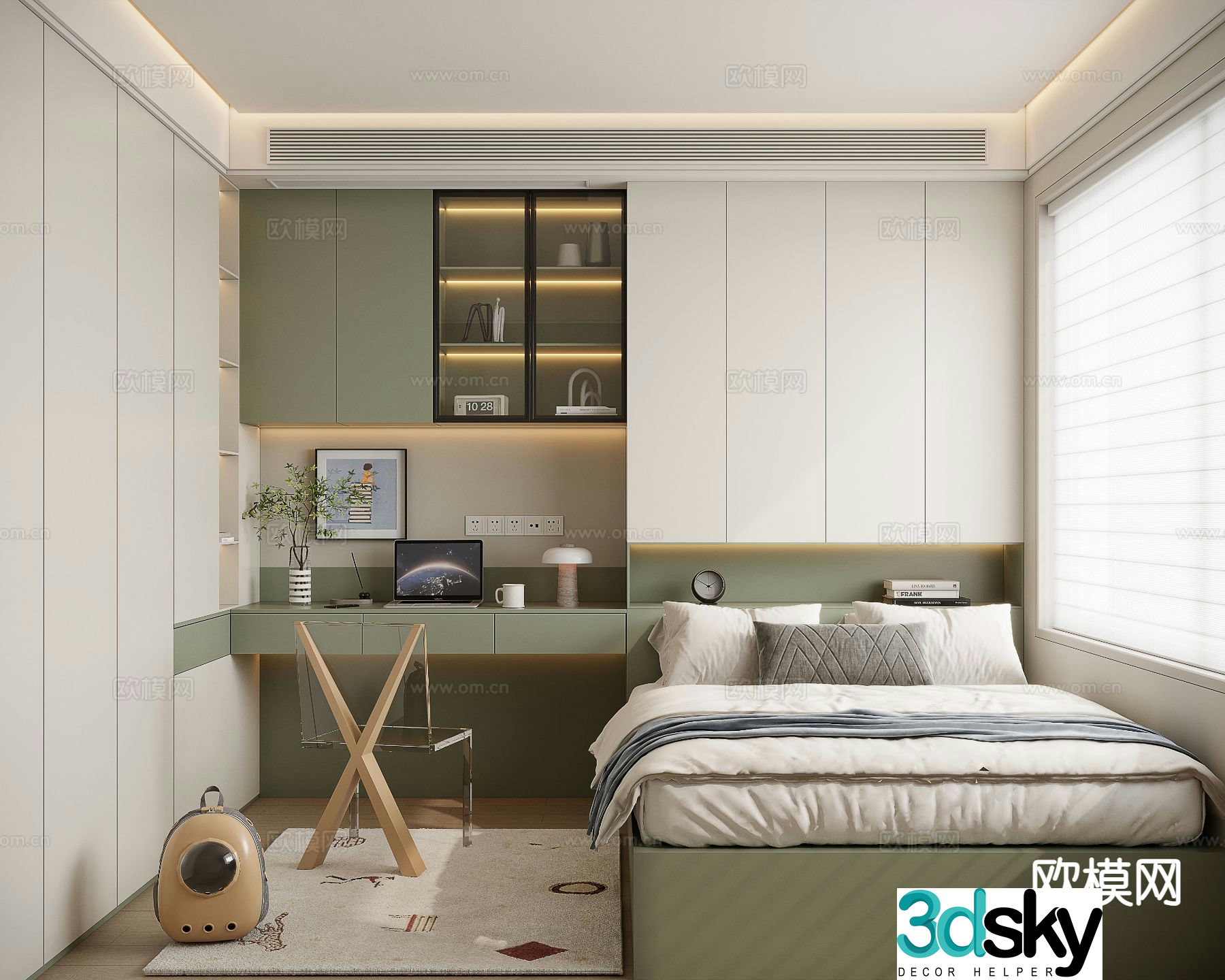 Modern minimalist bedroom tatami bedroom 3d model