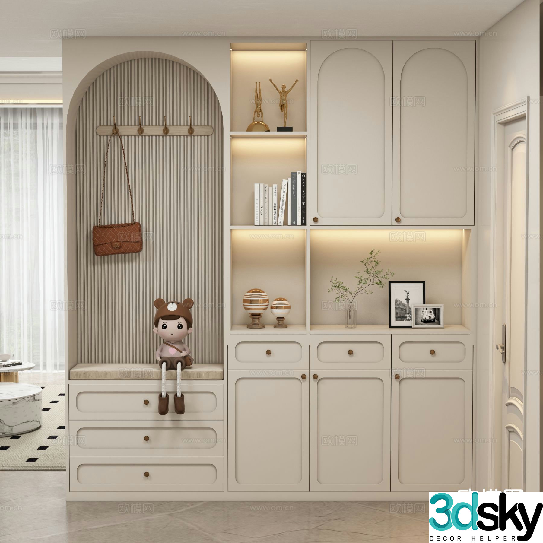 Modern entryway cabinet shoe cabinet 3d model