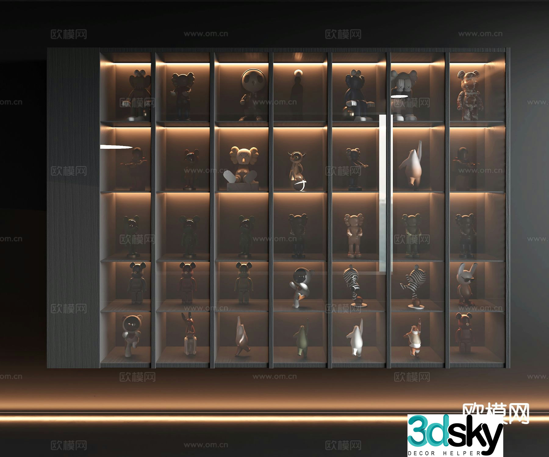 Modern decorative cabinet figure cabinet violent bear 3D model