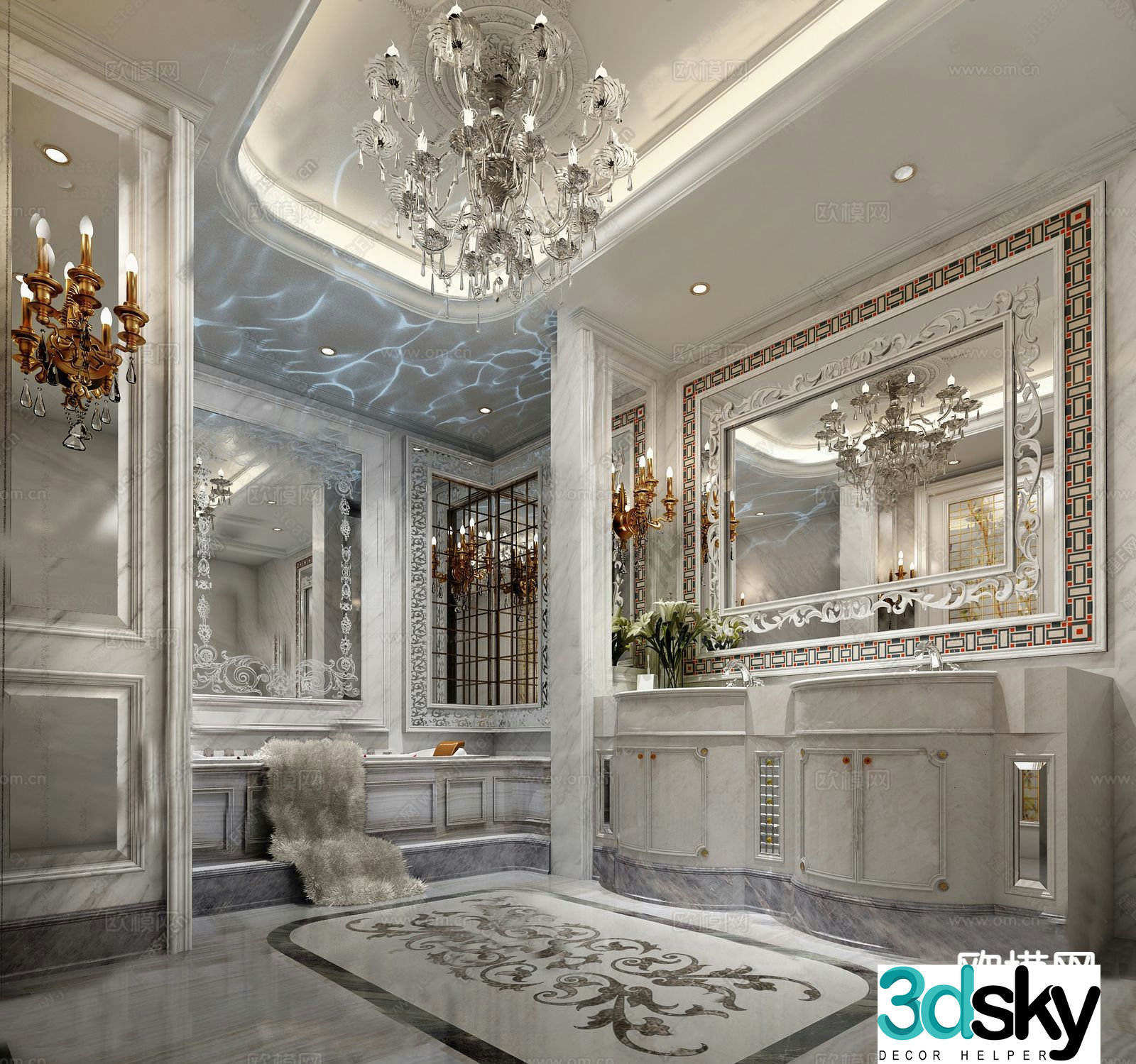 European style bathroom toilet 3d model