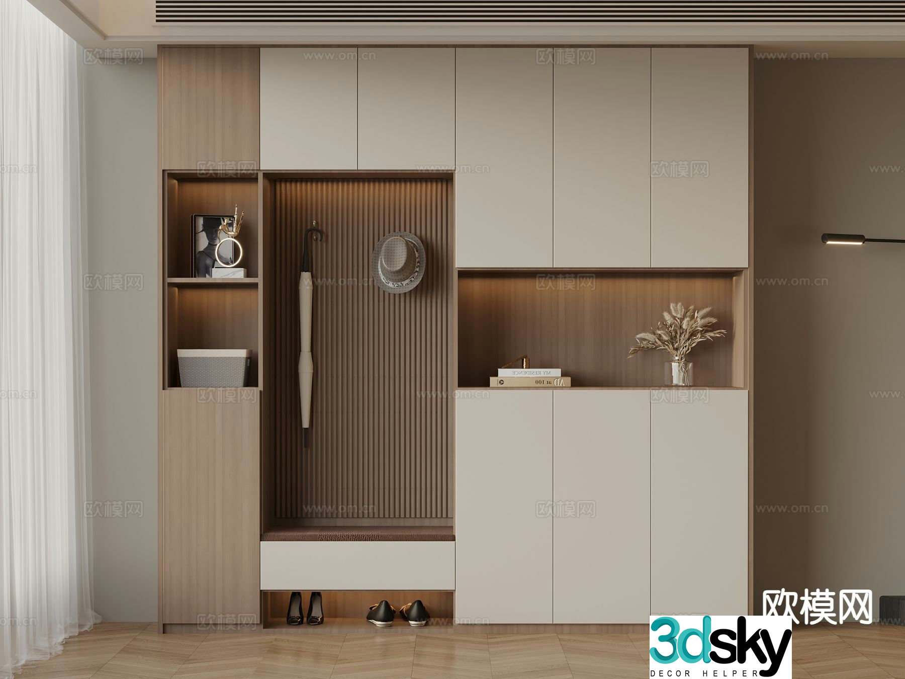 Modern entrance shoe cabinet 3d model