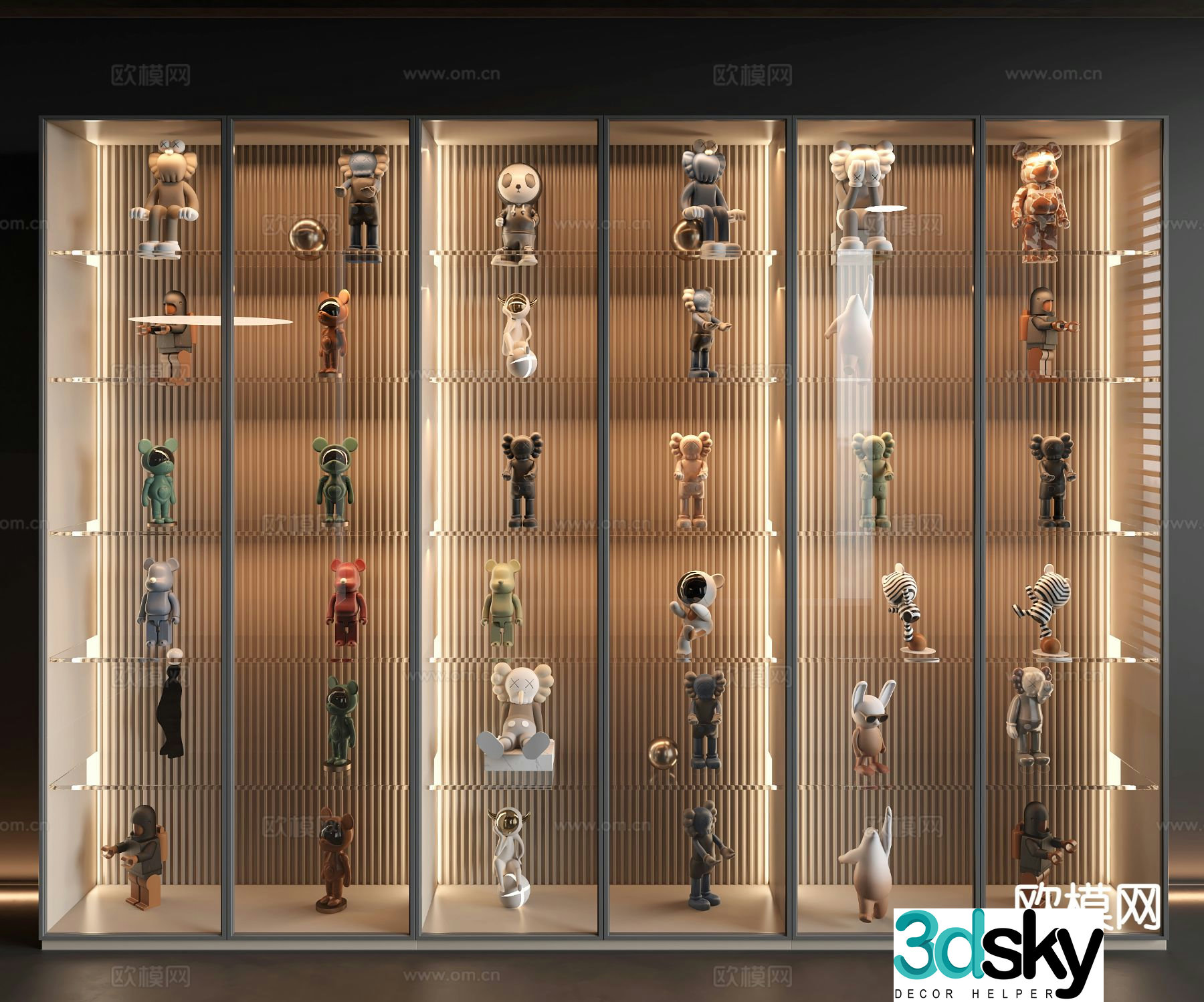 Modern decorative cabinet figure display cabinet violent bear 3D model