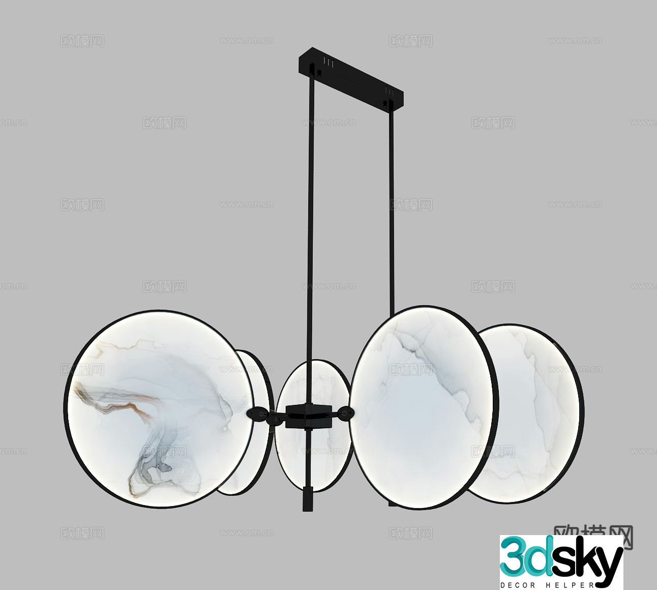 New Chinese style fan chandelier 3d model