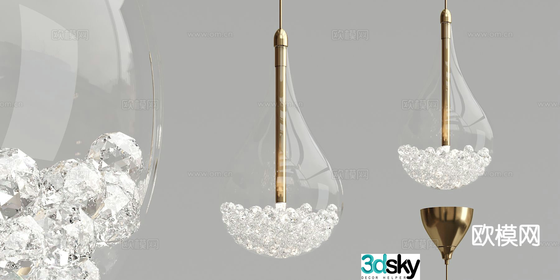Modern glass crystal lamp small chandelier 3d model