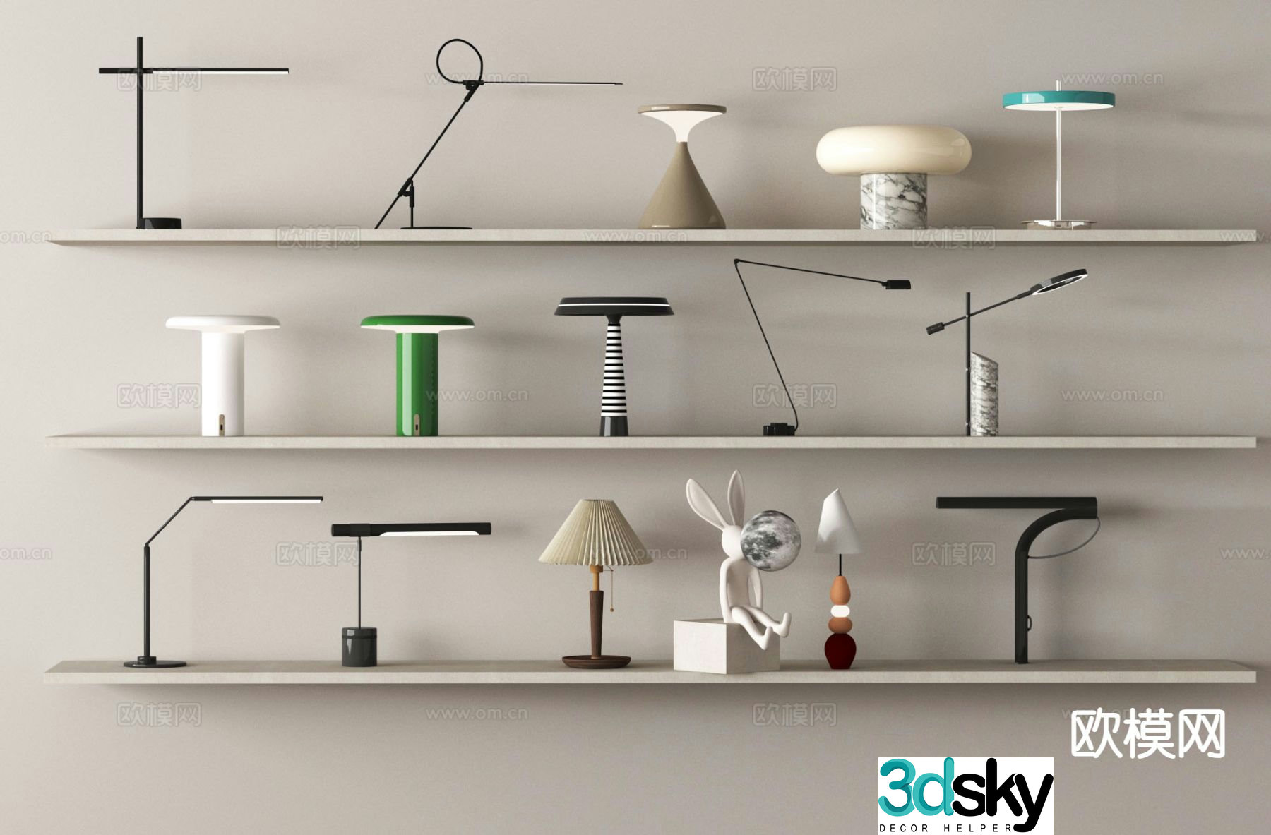 Modern desk lamp reading lamp mushroom desk lamp bedside lamp 3d model