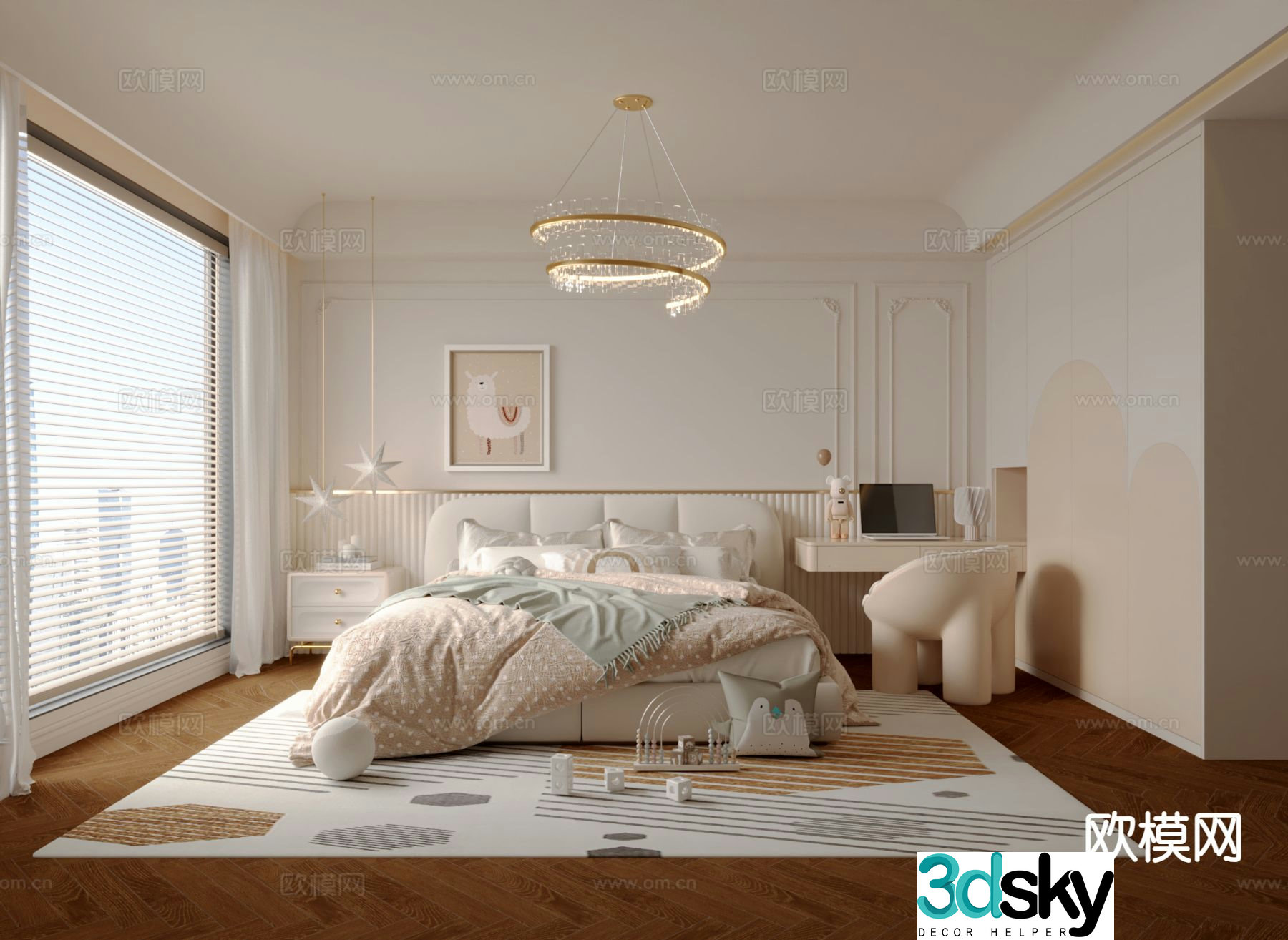 French style children’s room girl’s room 3d model