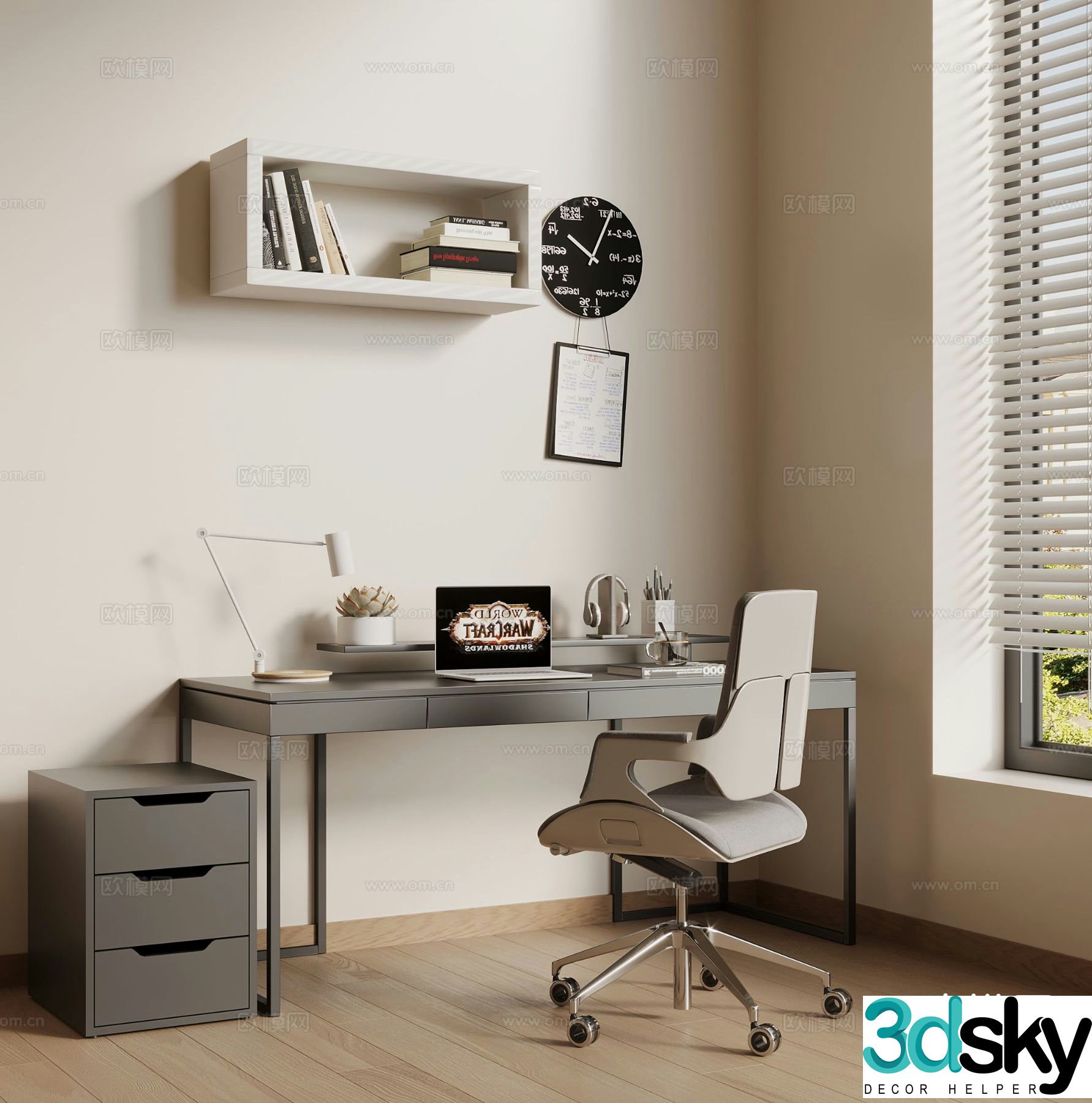 modern desk desk 3d model