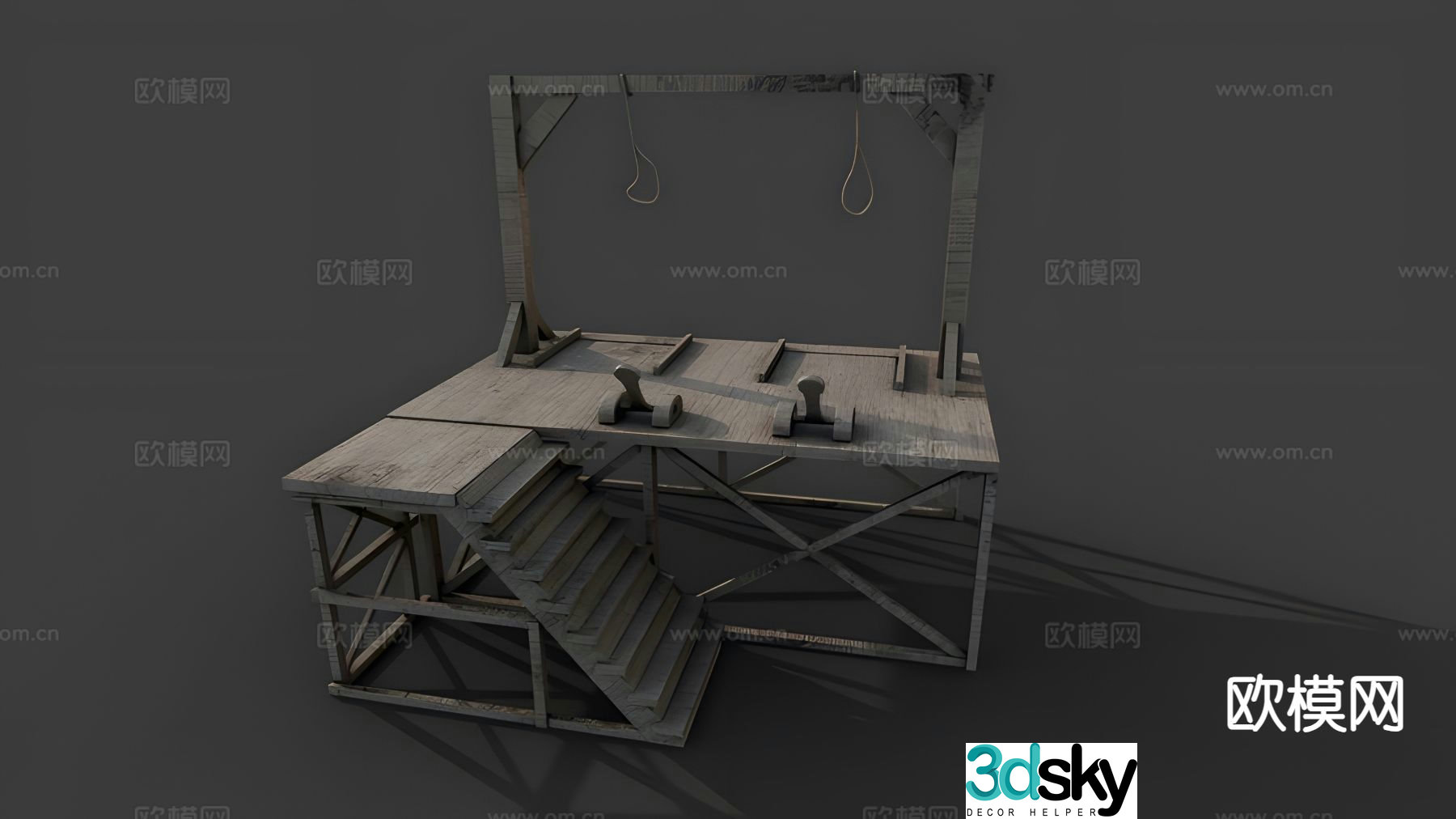 Hanger wooden platform 3d model