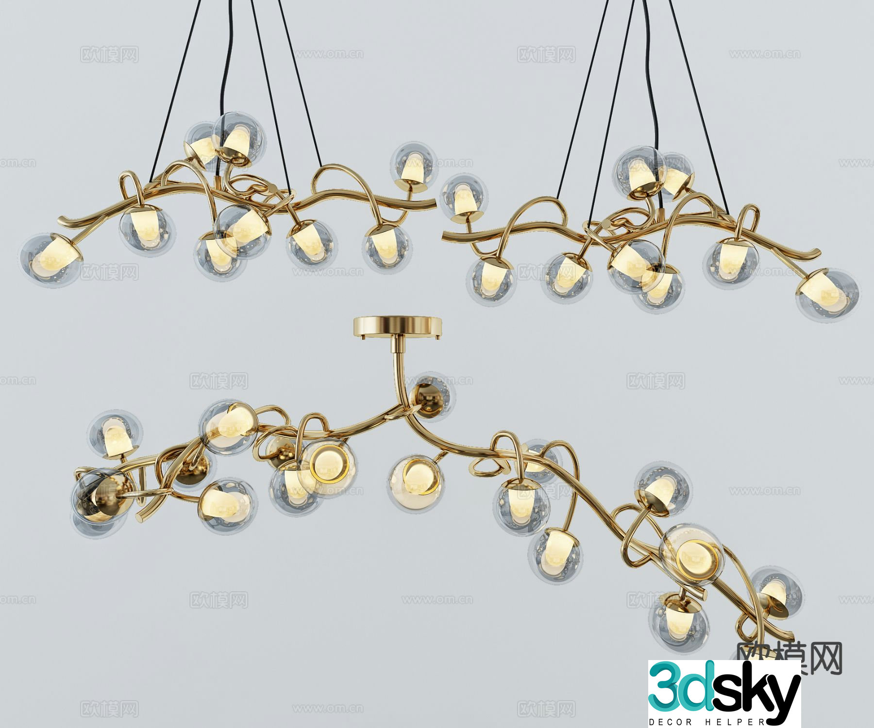Modern metal chandelier 3d model