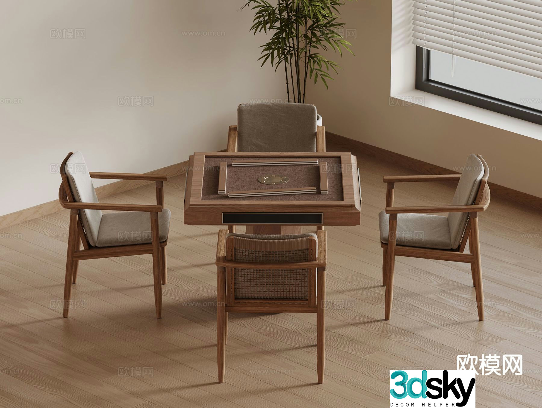 New Chinese chess and card room mahjong table 3D model