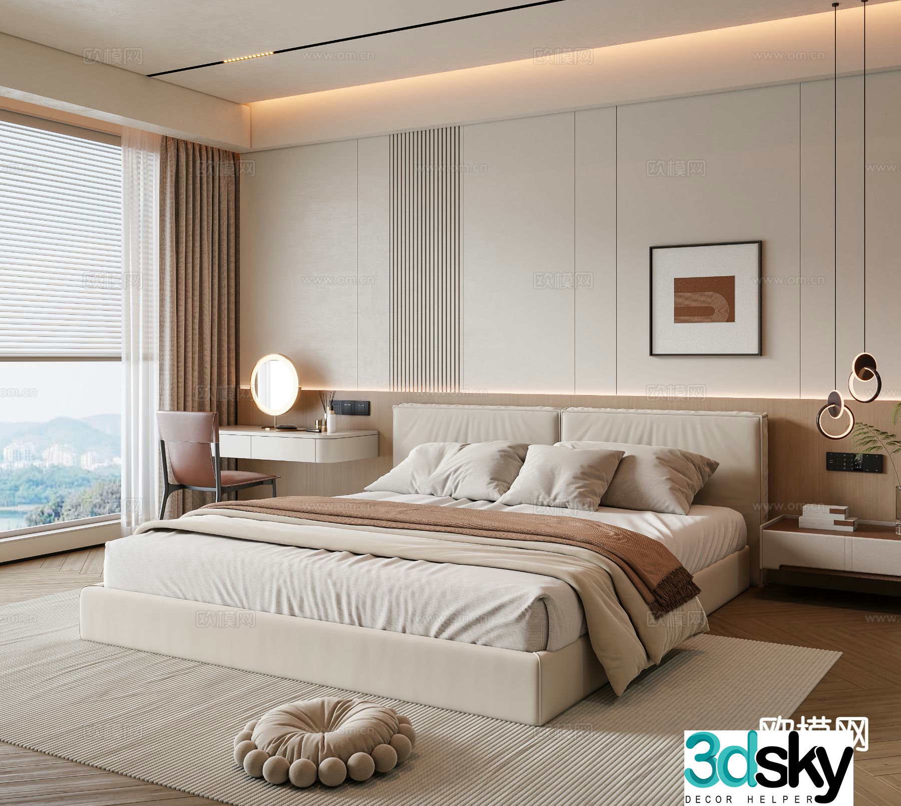 Cream style bedroom master bedroom 3d model