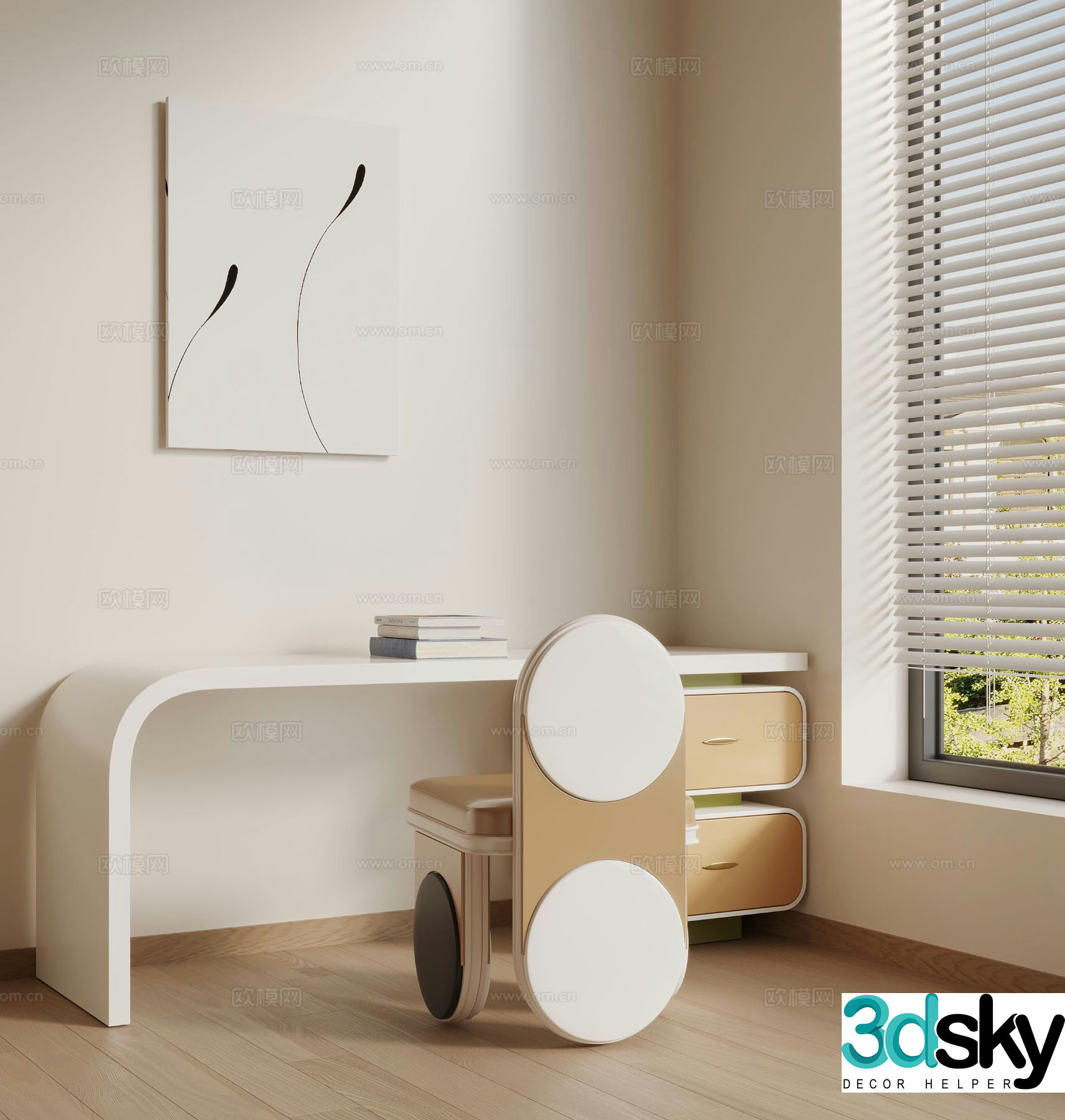 modern desk desk 3d model