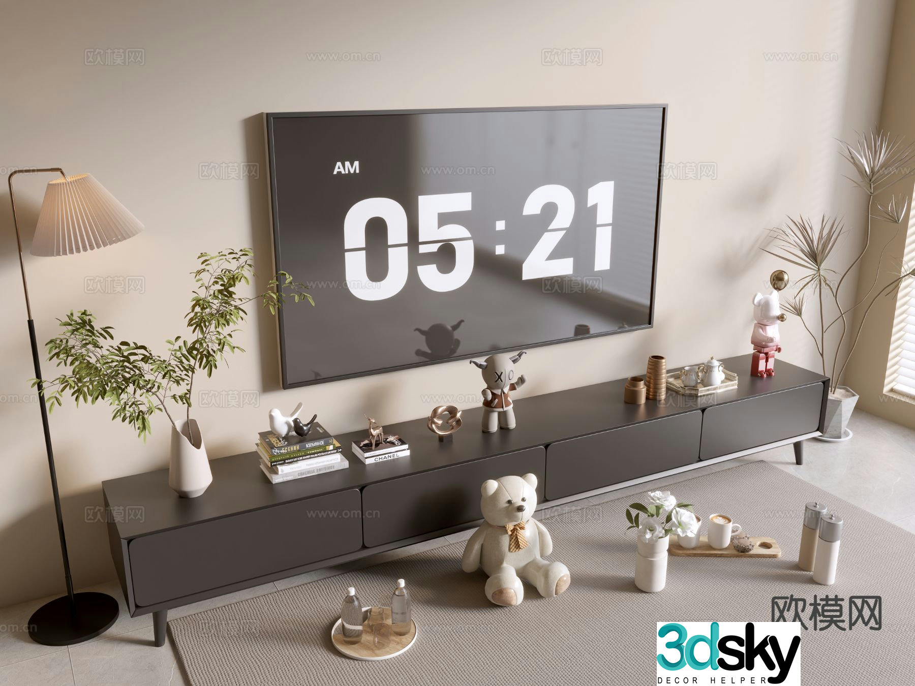 Modern black tv cabinet base cabinet 3d model