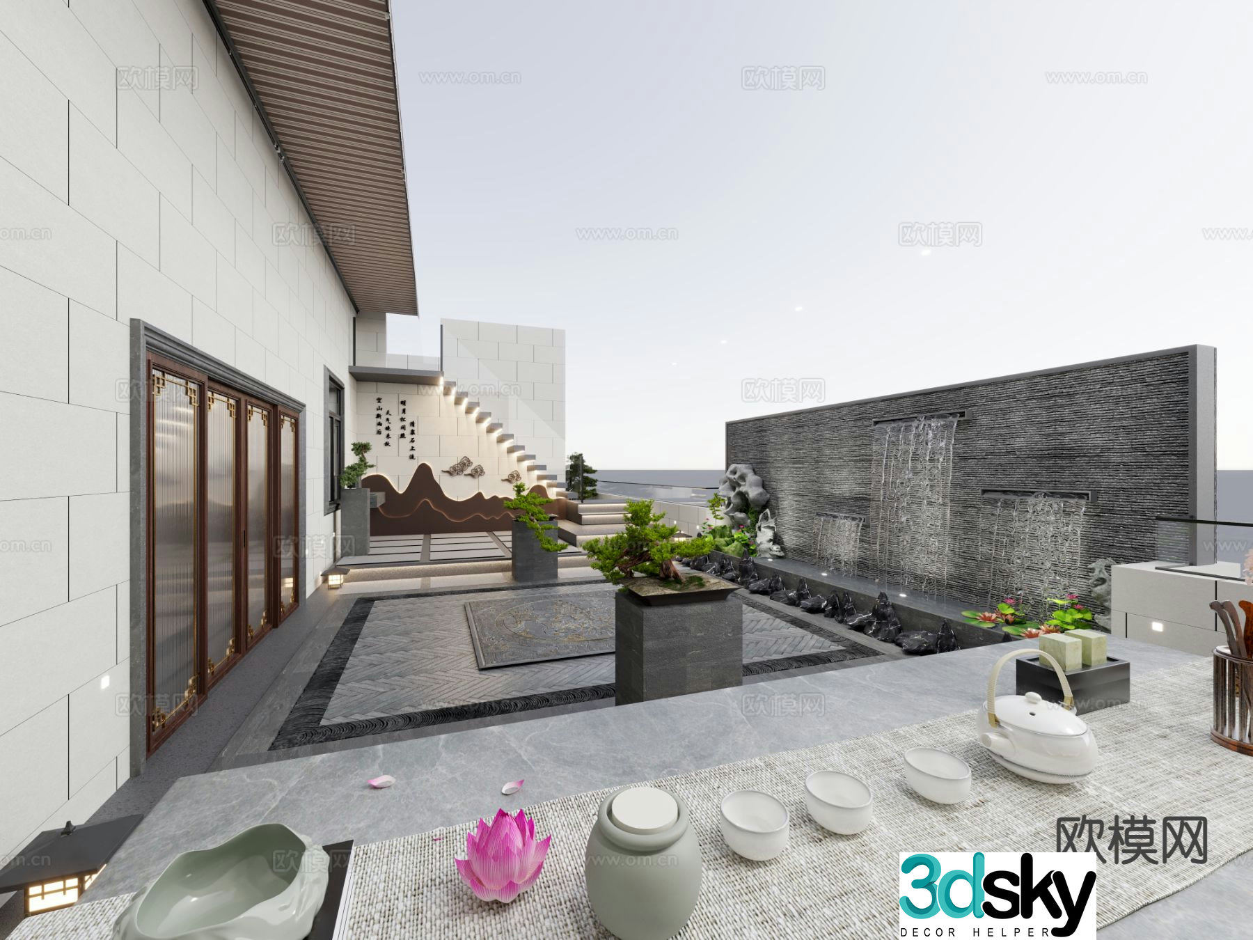New Chinese style courtyard garden landscape garden 3d model