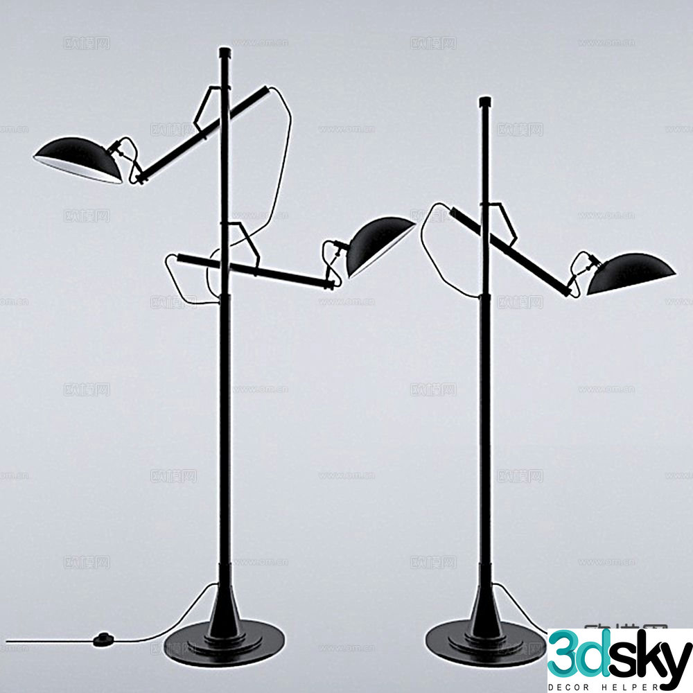 Industrial style floor lamp 3d model