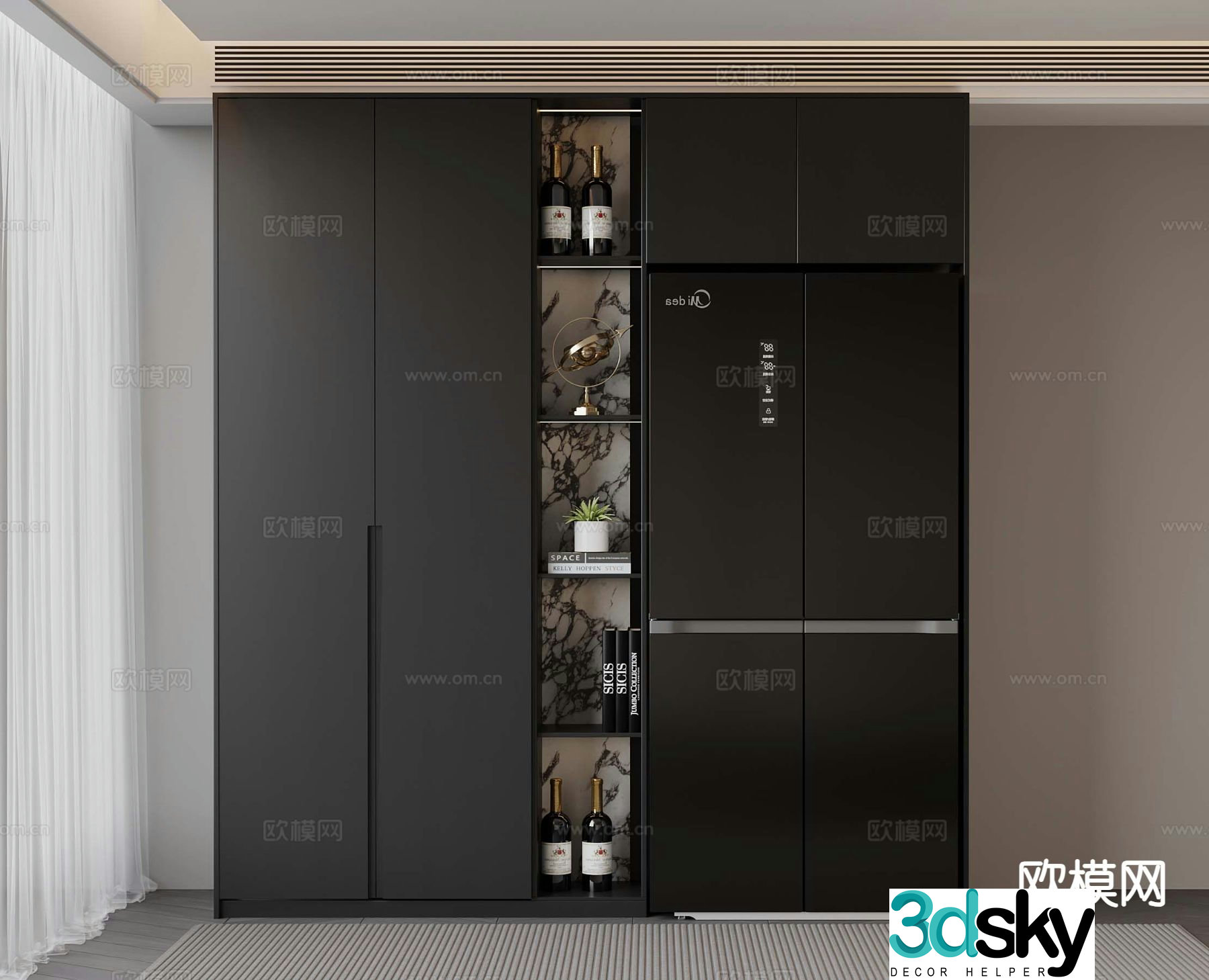 Italian wine cabinet sideboard 3d model