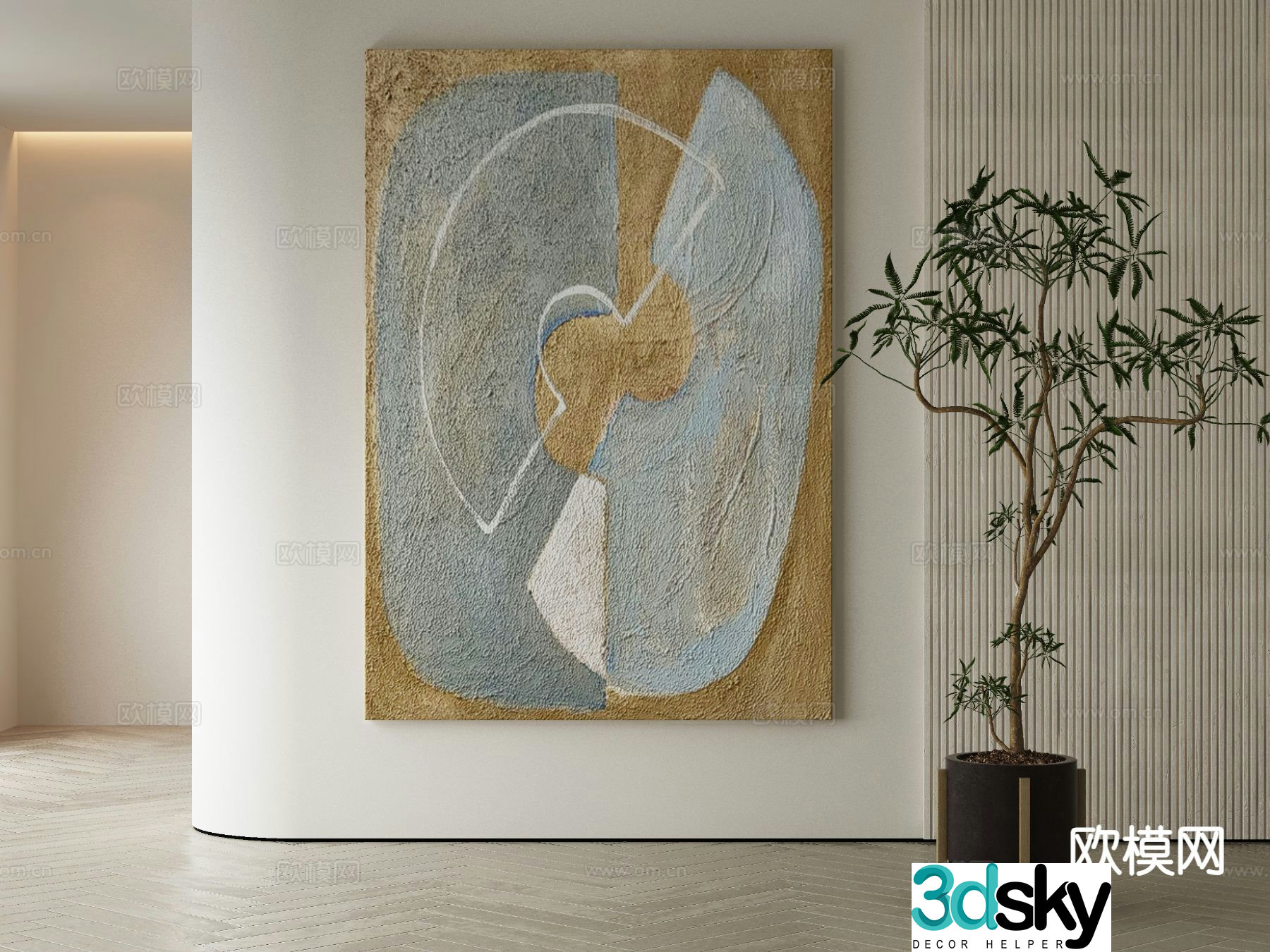 Modern decorative painting texture painting 3d model