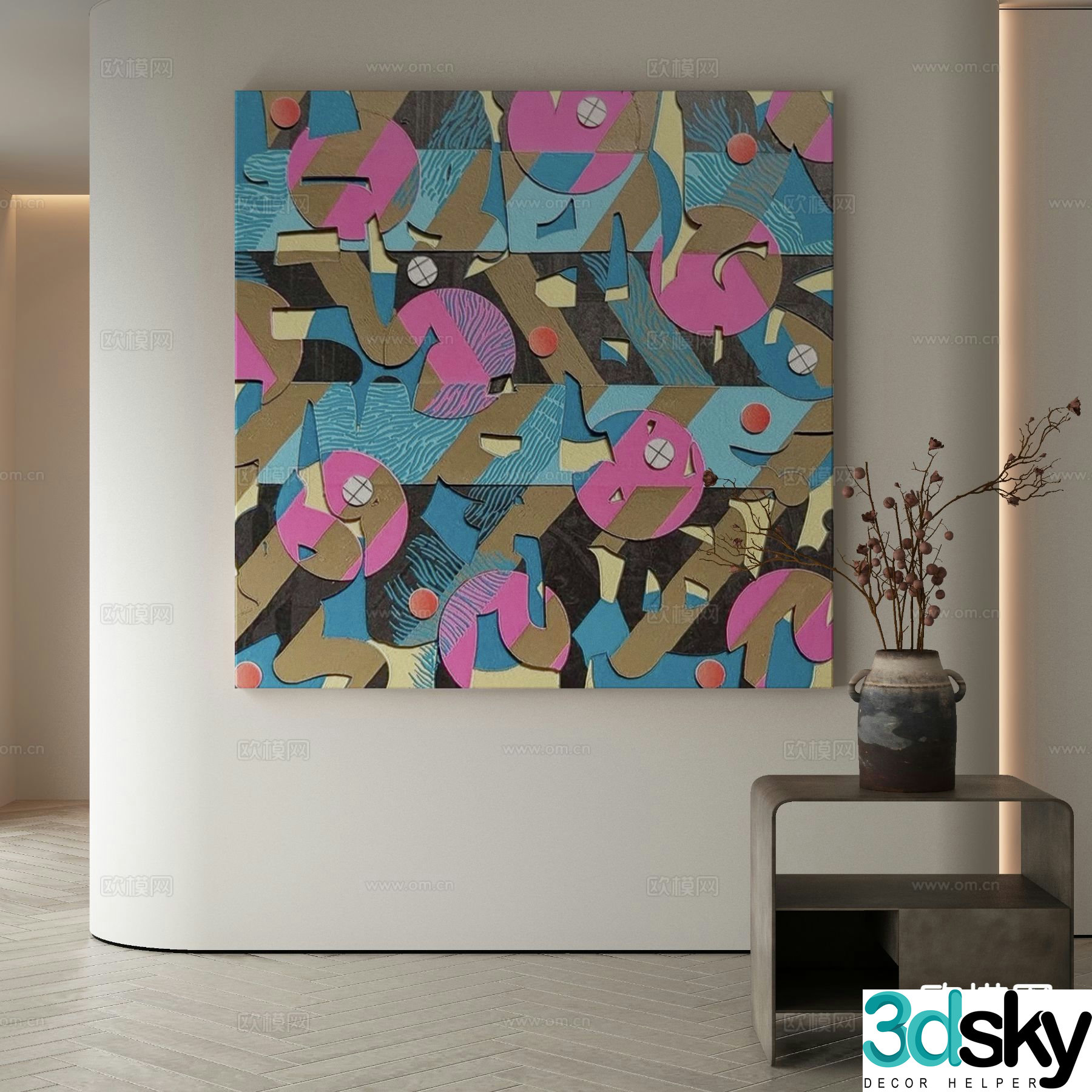 Modern decorative painting abstract painting 3d model