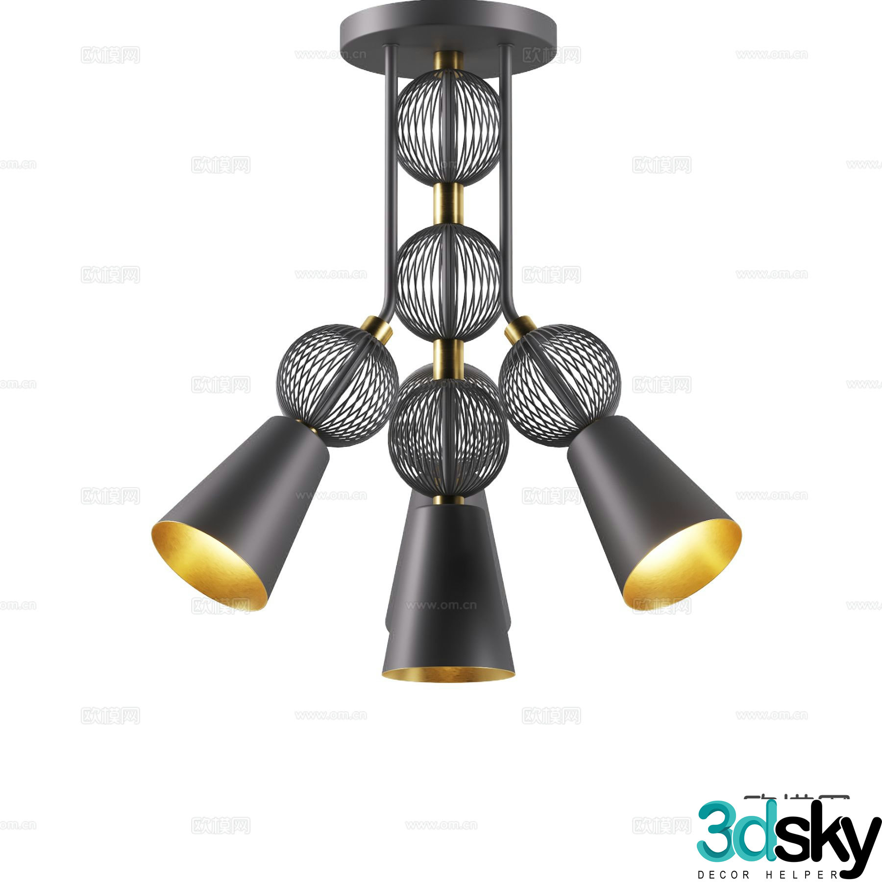 Simple European chandelier 3d model