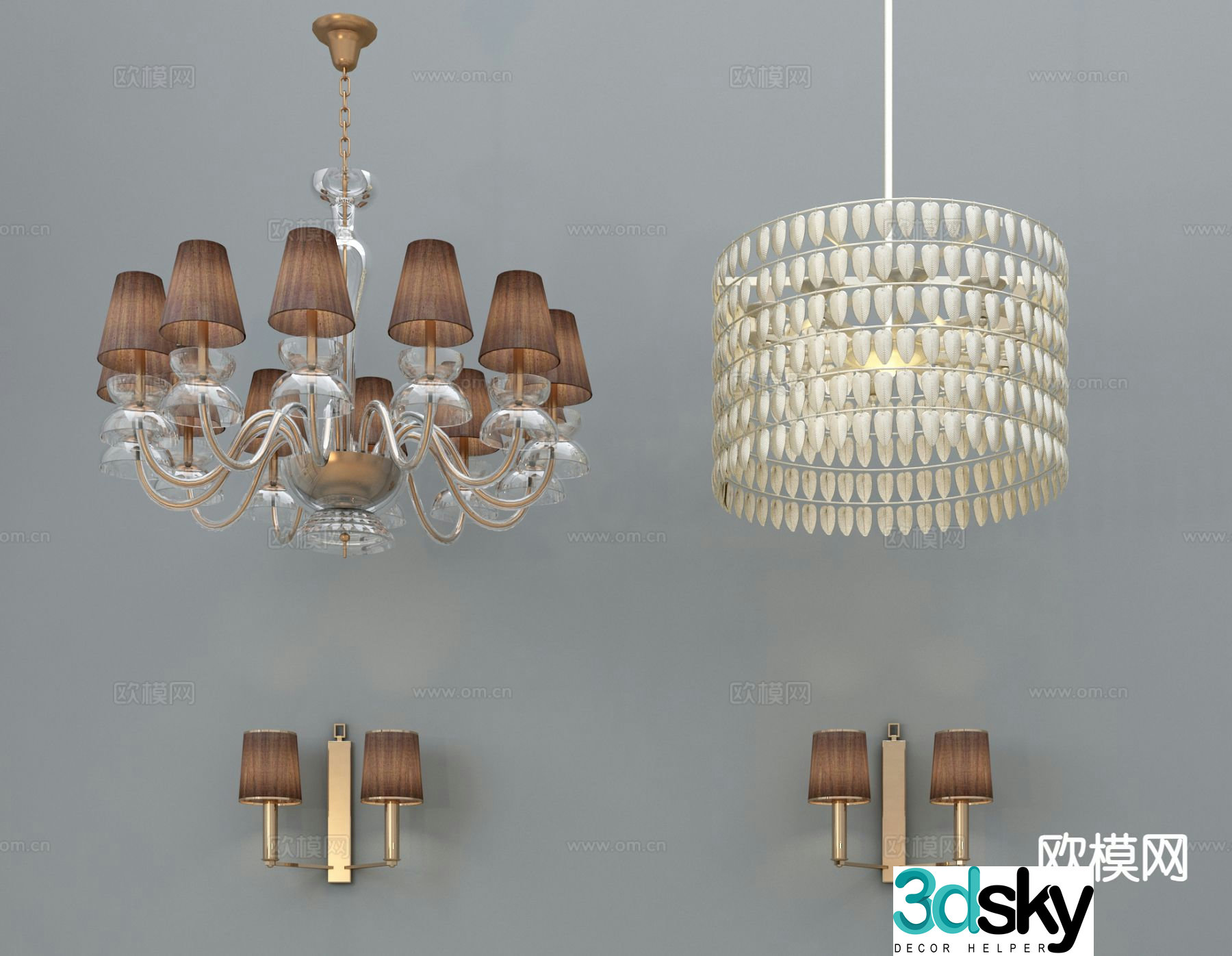 Modern crystal chandelier 3d model