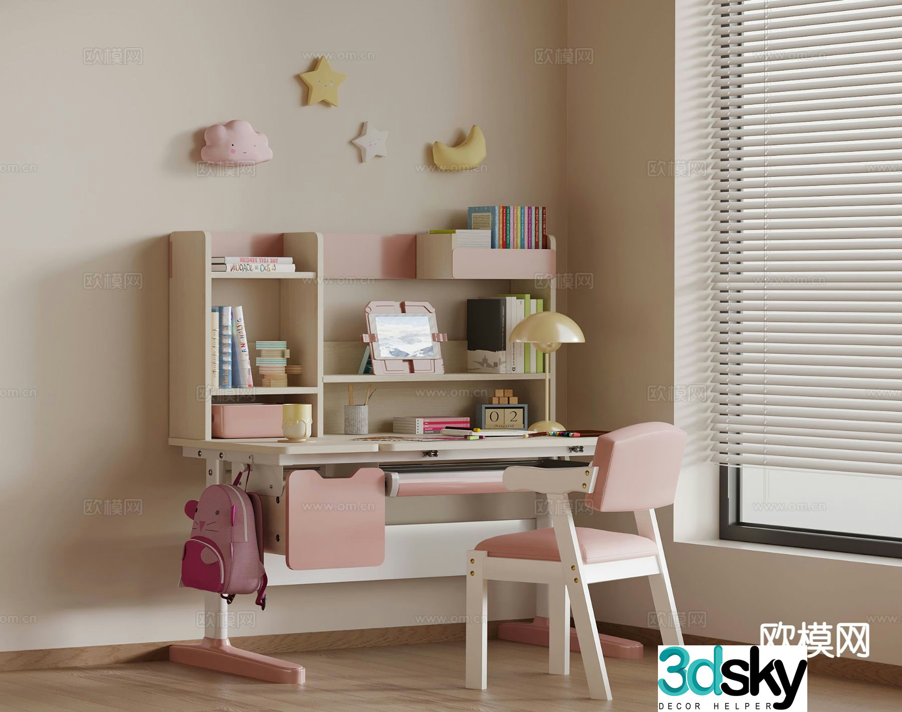 Modern children’s desk and chair study table desk and chair 3d model