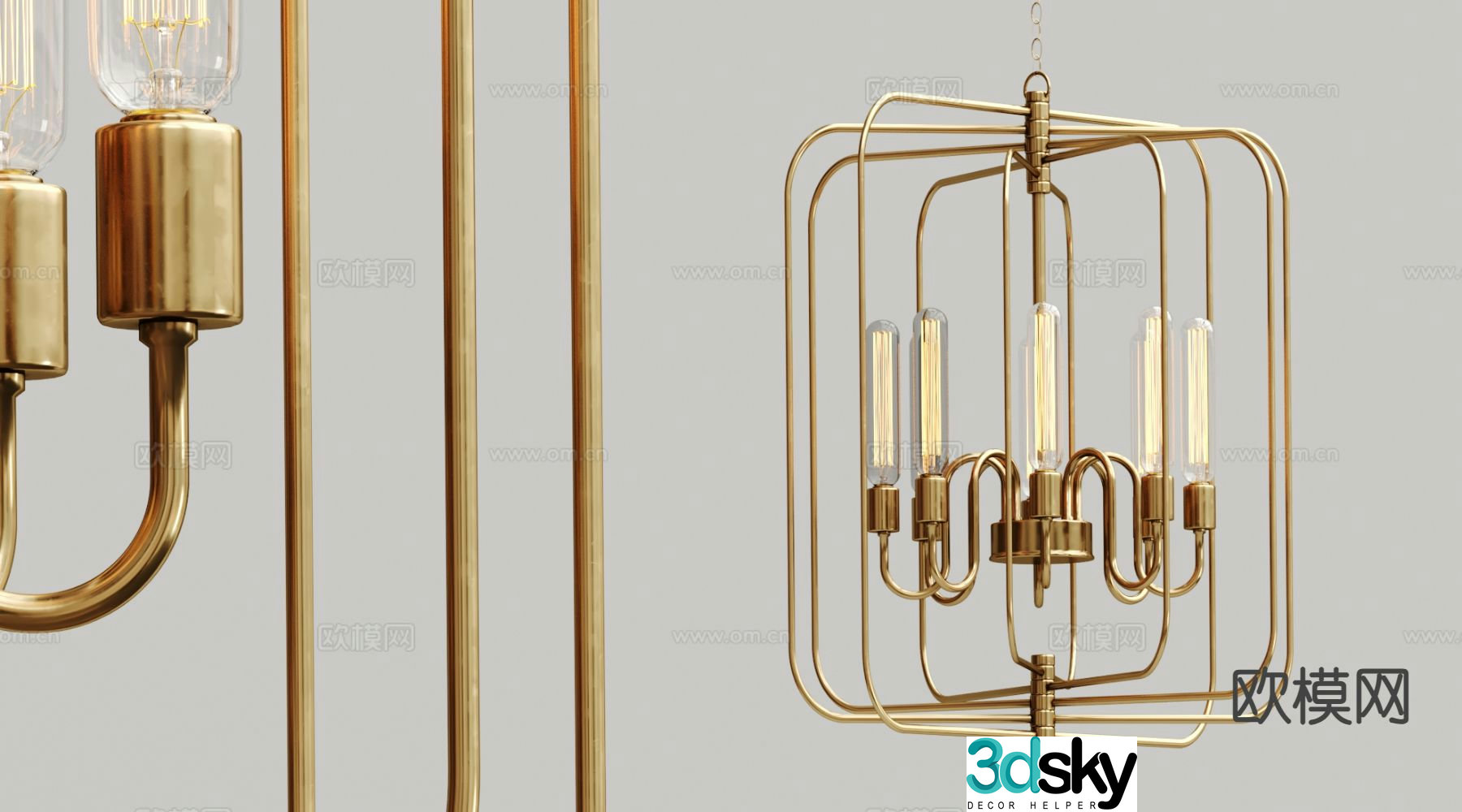 Modern metal chandelier multi-head chandelier 3d model