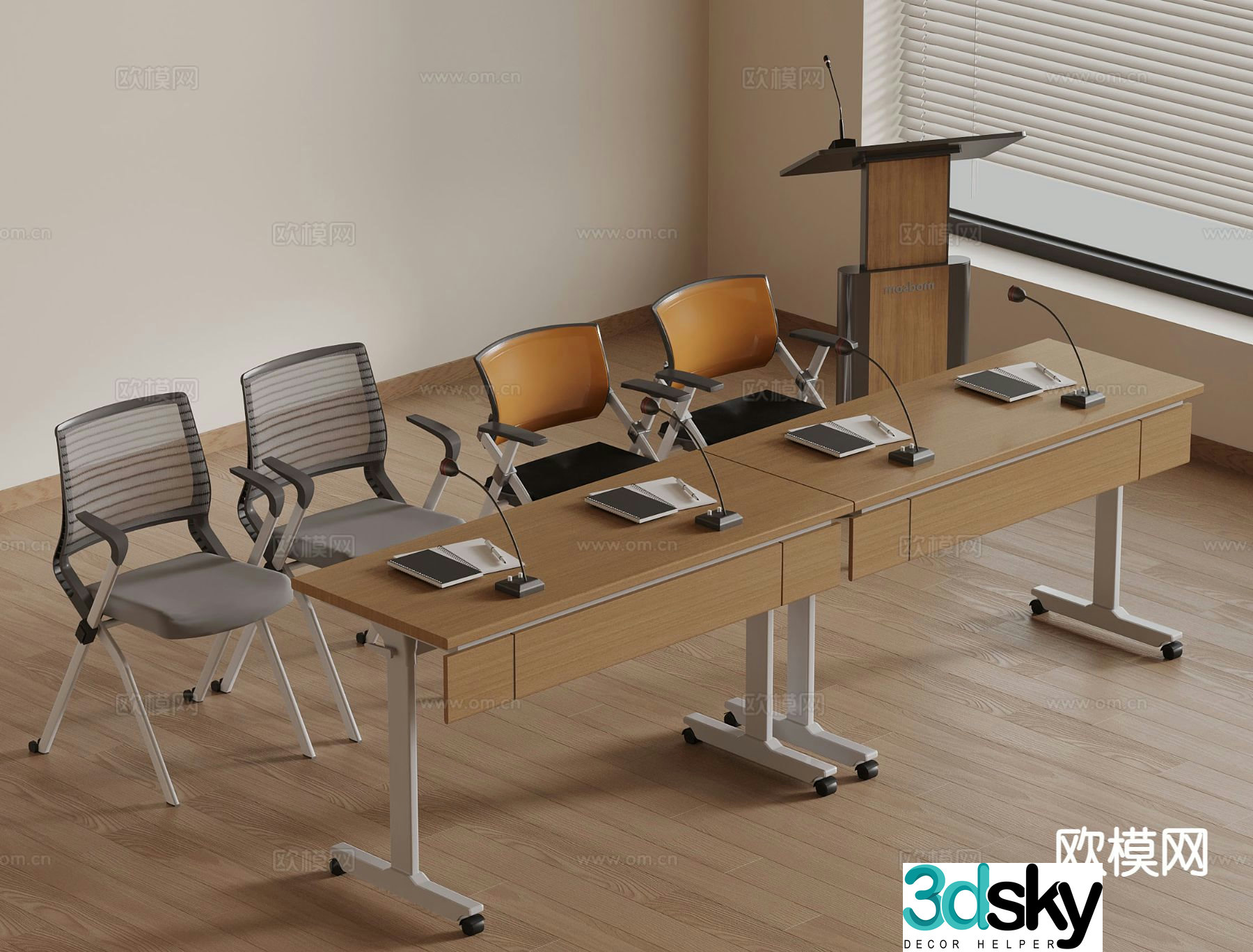 Modern training table lecture podium conference table 3d model