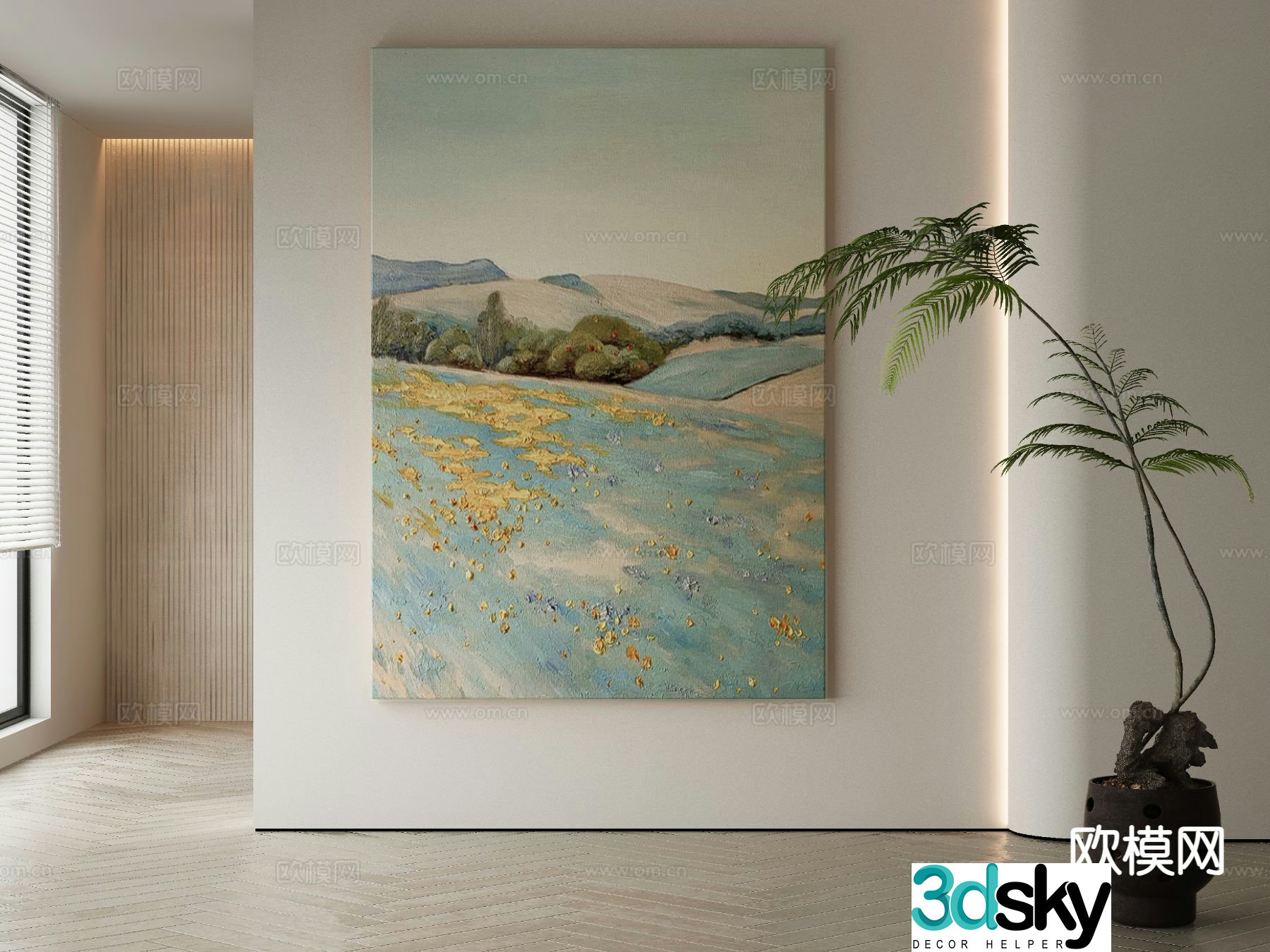 Wabi-sabi painting decorative painting texture painting hanging painting 3D model