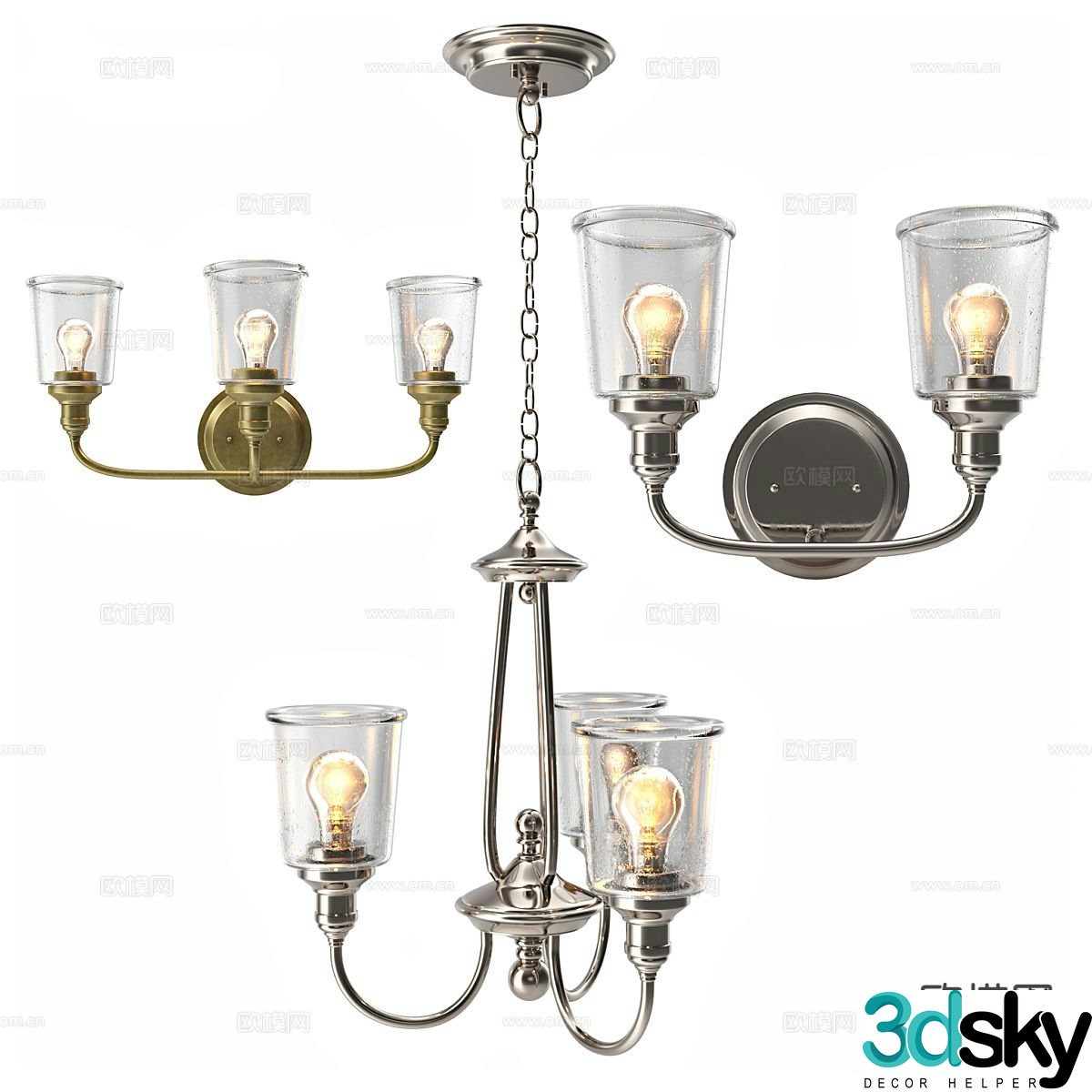 Light luxury glass chandelier 3d model