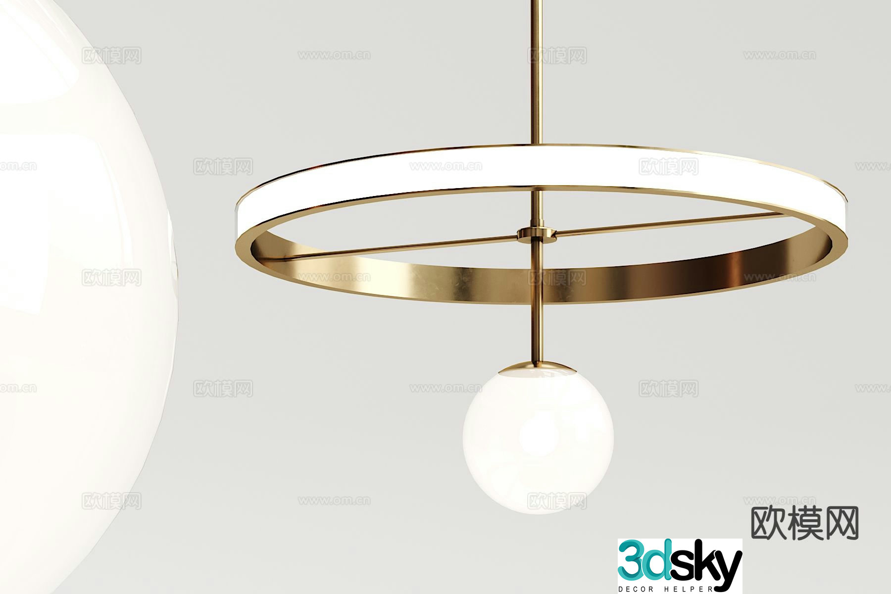 Light luxury ring chandelier 3D model
