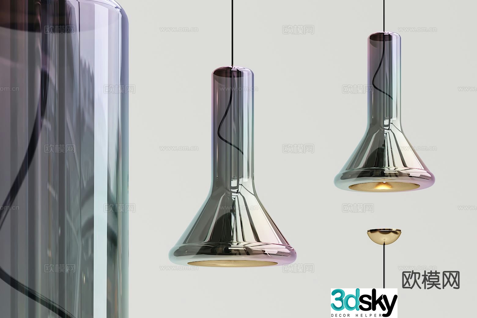 Modern colorful black chandelier 3d model