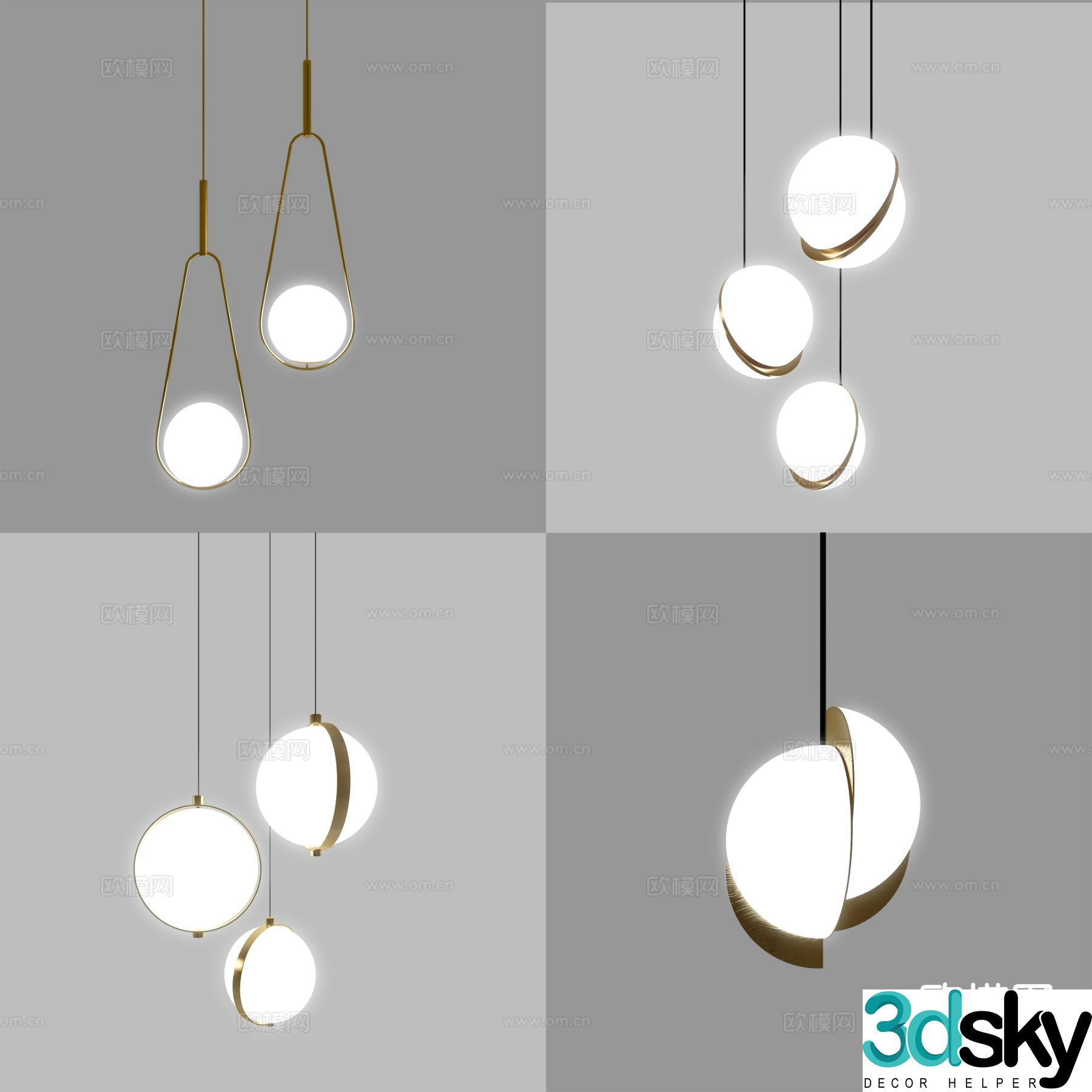 Modern metal small chandelier 3d model