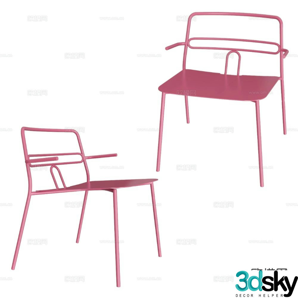 Castil outdoor chair dining chair iron chair 3d model