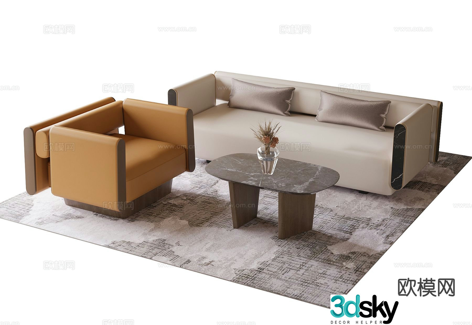 Modern negotiation sofa modular sofa business sofa 3d model