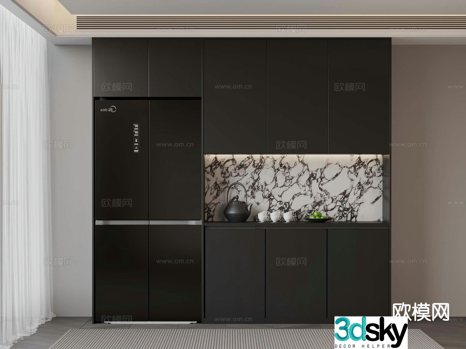Italian wine cabinet sideboard 3d model