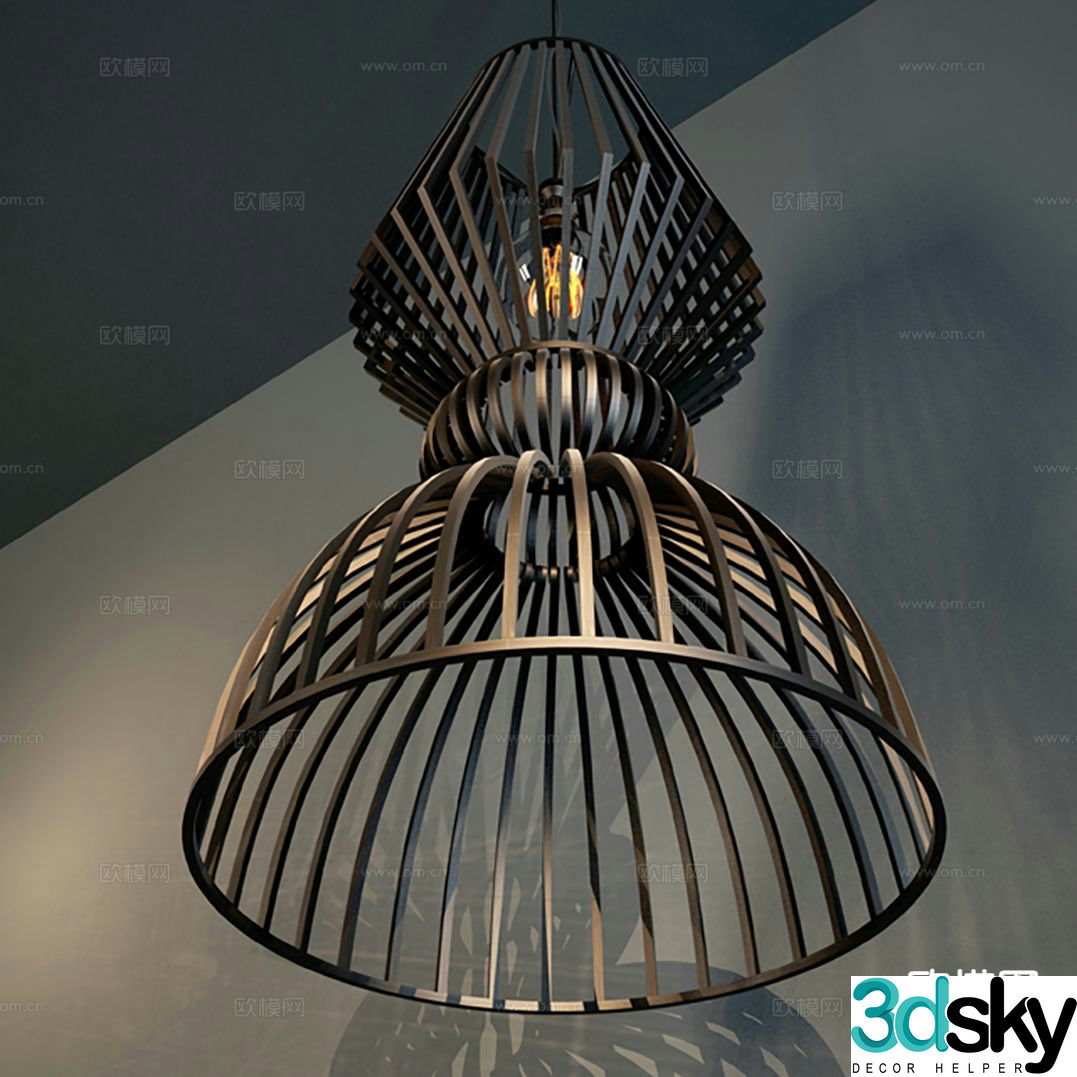 Modern metal chandelier 3d model