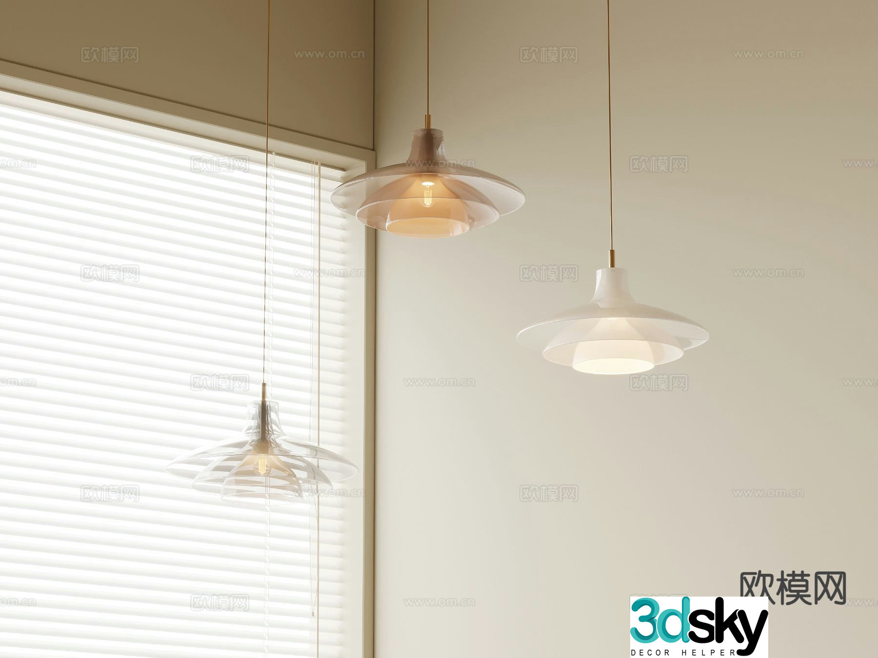 Modern small chandelier fishing line chandelier 3d model
