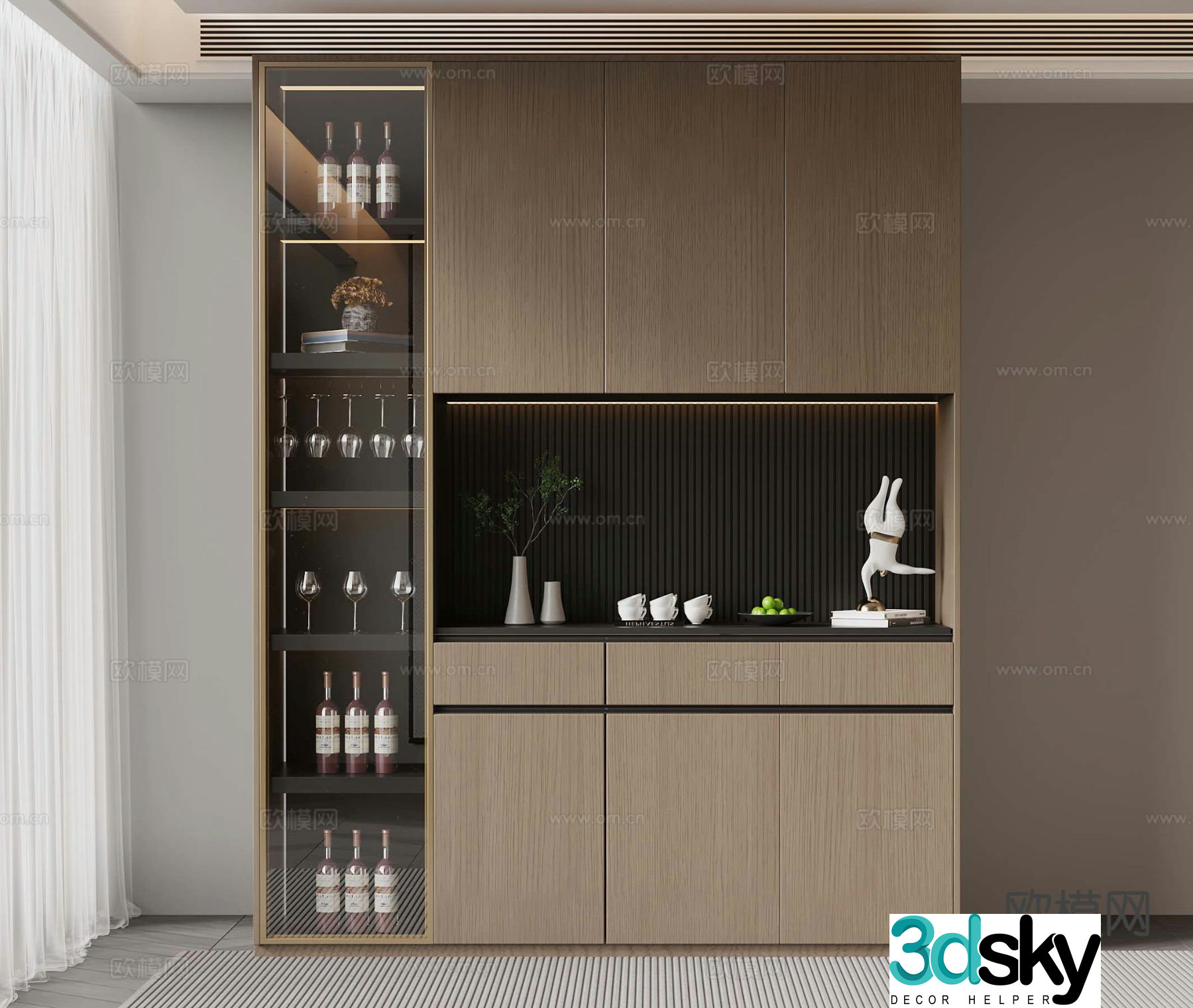 Italian wine cabinet sideboard 3d model