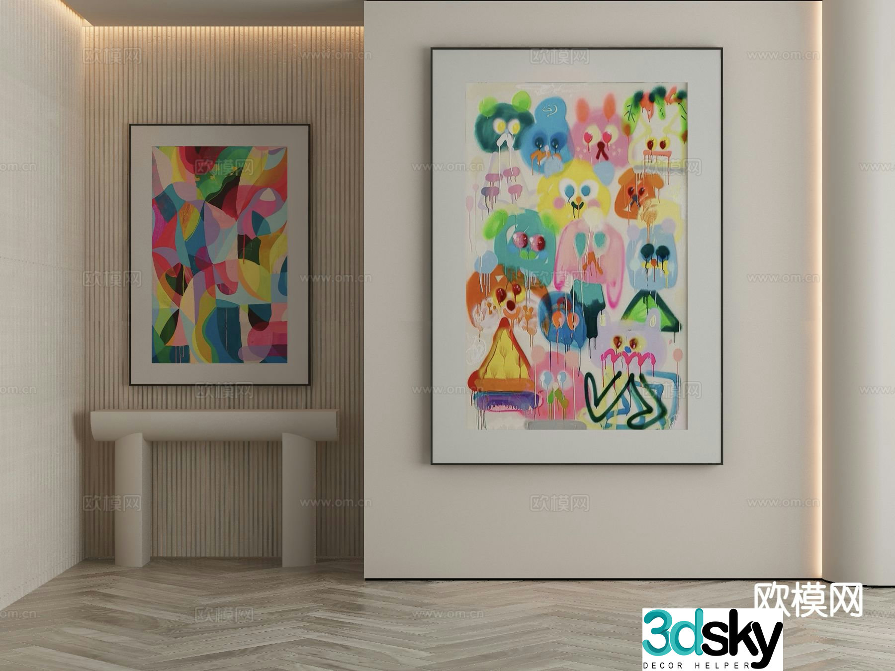 Modern decorative painting cartoon painting children’s hanging painting 3D model